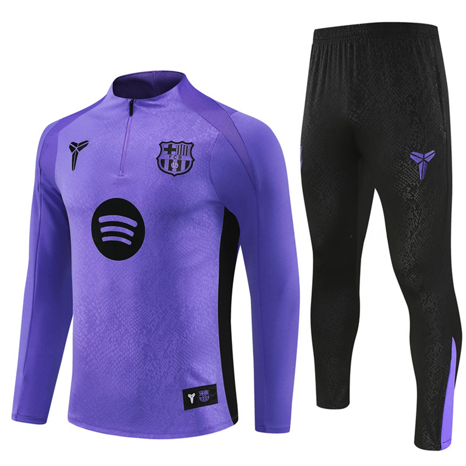 Barcelona 25-26 X KB Long Sleeve Training Set - Purple Top & Black Pants - UnitedFutballJersey