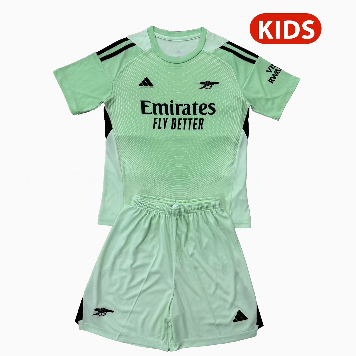 Arsenal 25-26 Light Green Goalkeeper Kids Kit - UnitedFutballJersey