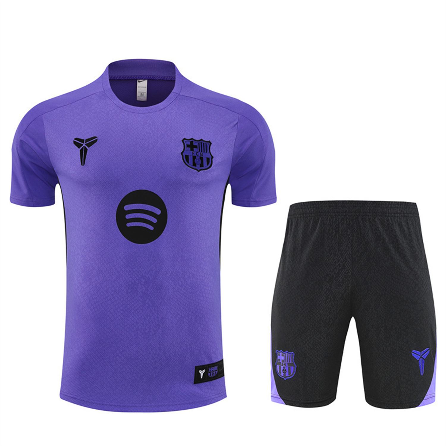 Barcelona 25-26 X KB Kids Short-Sleeve Training Set - Purple Top & Black Shorts - UnitedFutballJersey