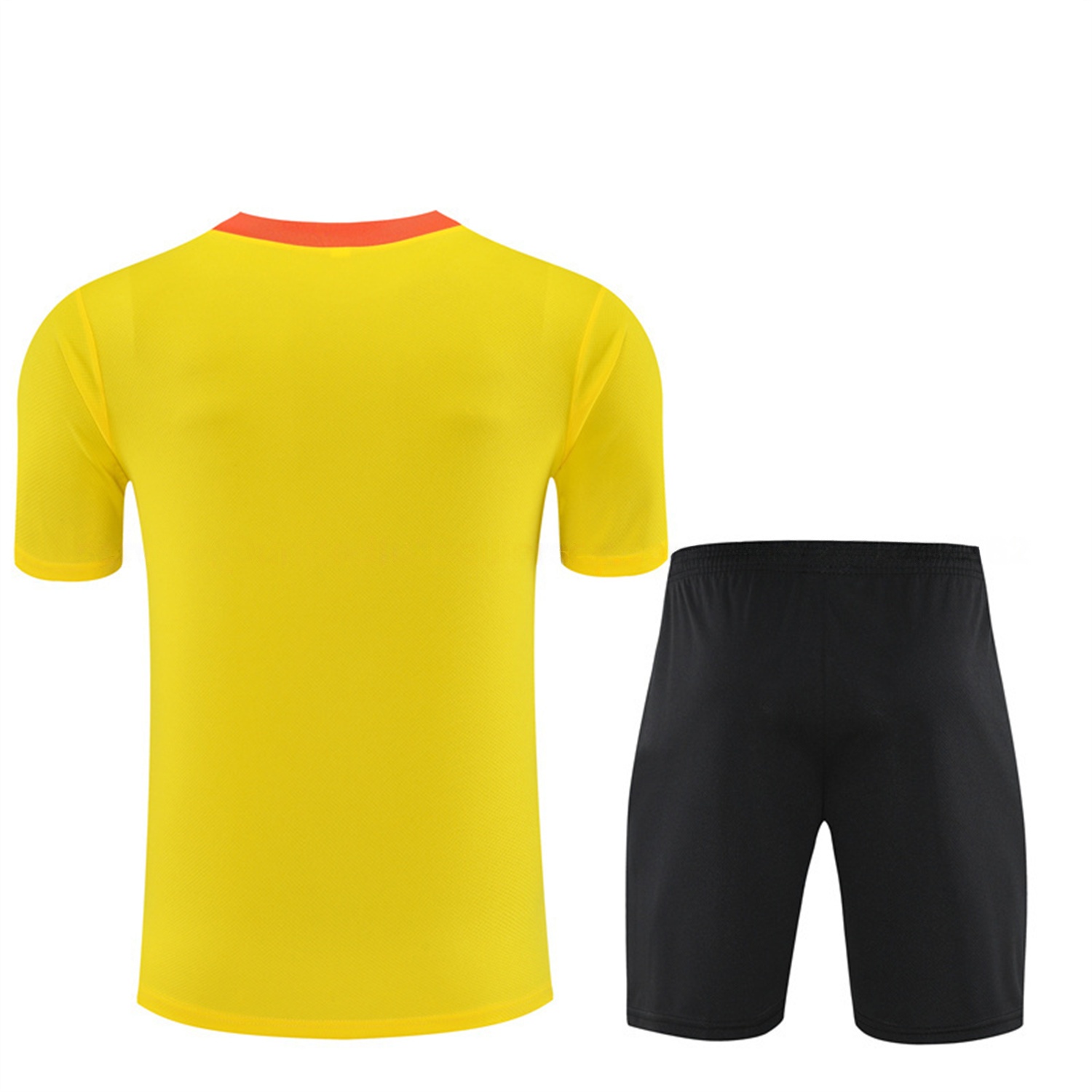 Brazil 25-26 Kids Short-Sleeve Training Set - Yellow Top & Black Shorts - UnitedFutballJersey