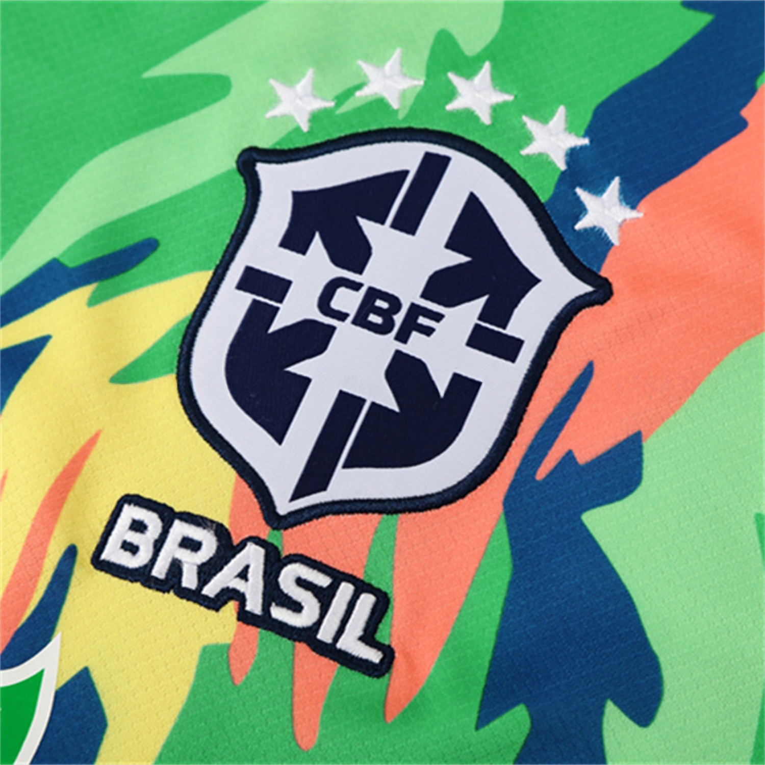 Brazil 25-26 Short-Sleeve Training Set - Blue Green Camouflage Top & Blue Shorts - UnitedFutballJersey