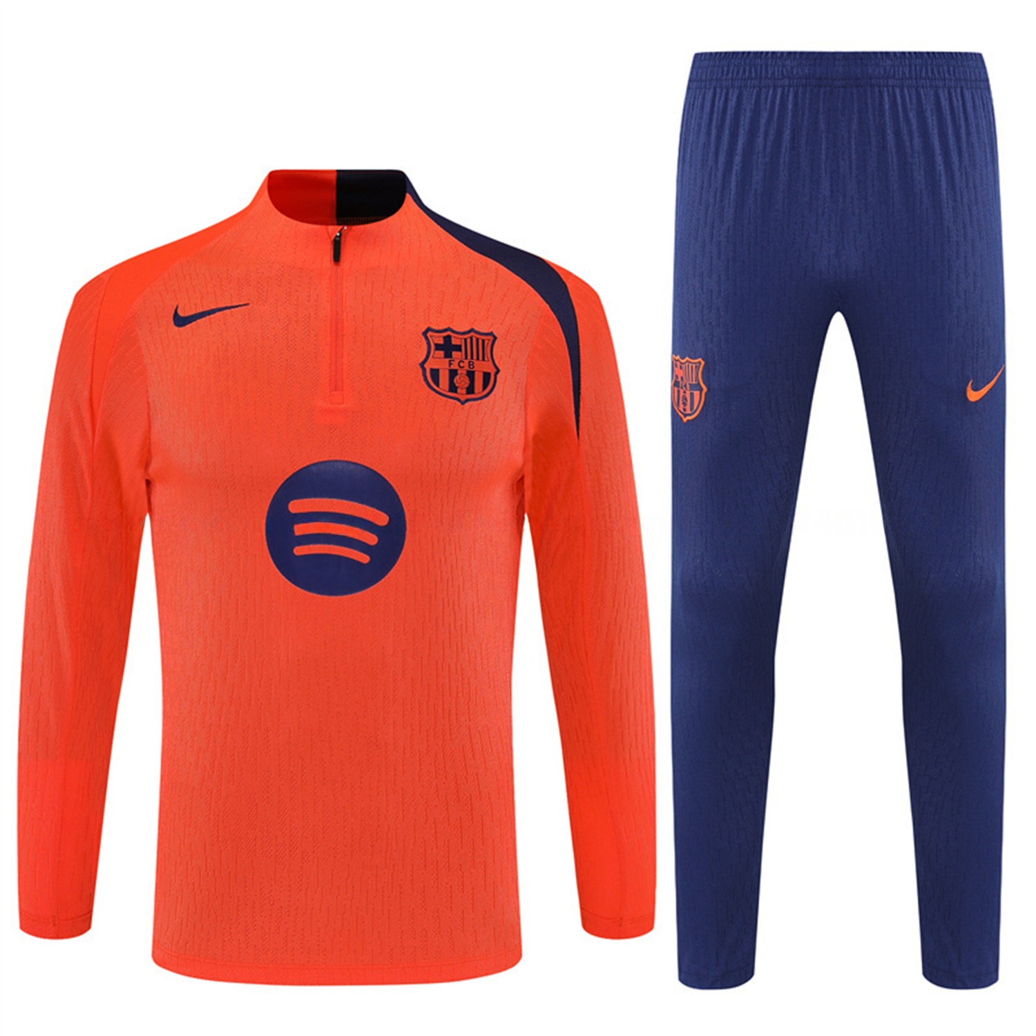 Barcelona 25-26 Long Sleeve Training Set - Orange Top Royal Blue Sponsor & Royal Blue Pants - UnitedFutballJersey
