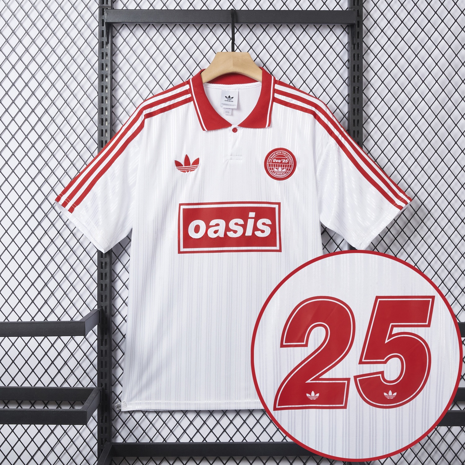 Bohemian 25-26 Oasis Originals Tour White And Red Jersey With Number 25 - Fans Version - UnitedFutballJersey