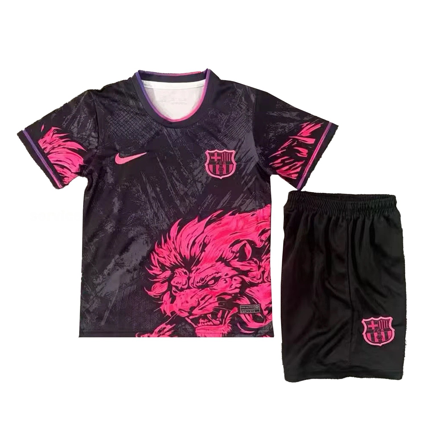 Barcelona 25-26 Pink Lion Black Special Kids Kit - UnitedFutballJersey