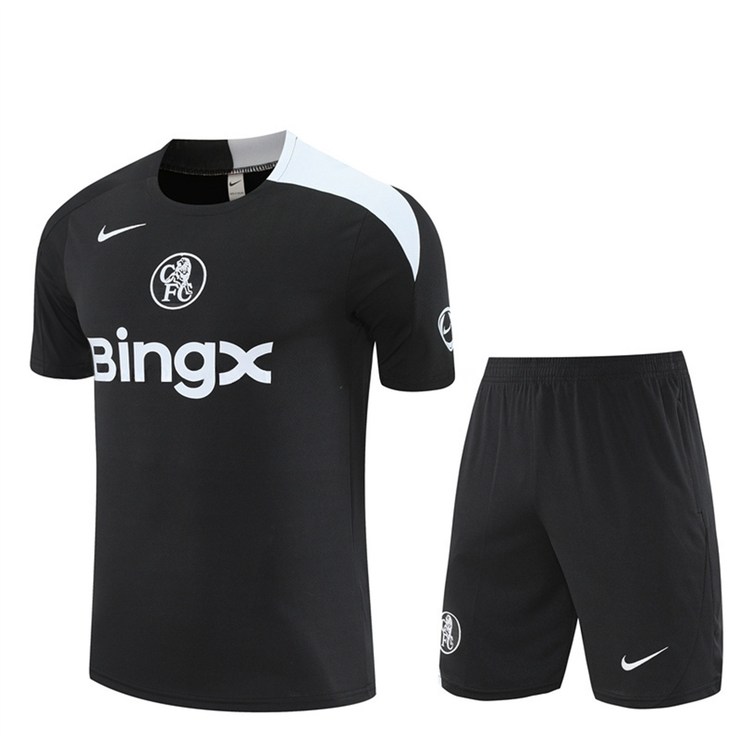 C.H.E.L.S.E.A 25-26 Kids Short-Sleeve Training Set - Black Top & Black Shorts - UnitedFutballJersey