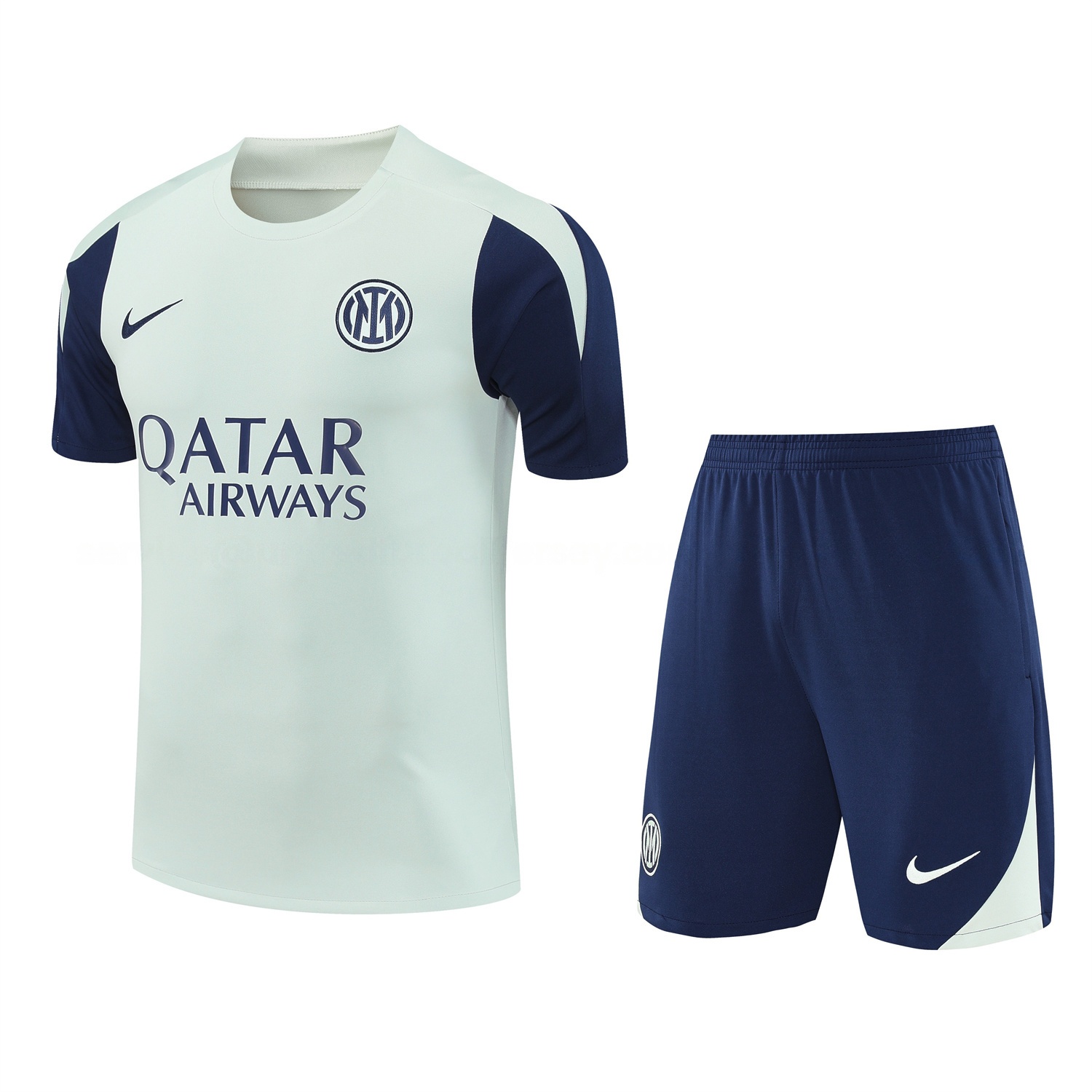 Inter Milan 25-26 Short-Sleeve Training Set - Blue Sleeve White Top & Blue Shorts - UnitedFutballJersey