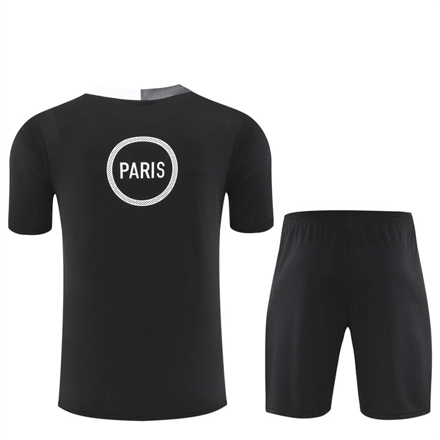 Paris Saint-Germain PSG 25-26 Short-Sleeve Training Set - White Edge Black Top & Black Shorts - UnitedFutballJersey