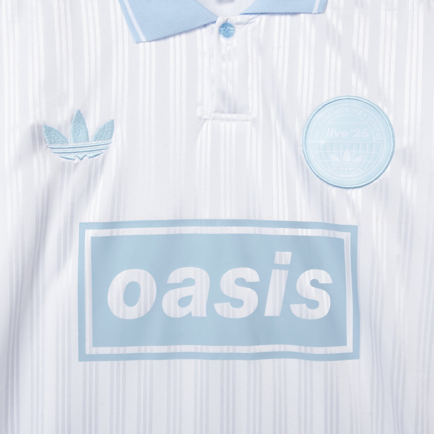 Bohemian 25-26 Oasis Originals Tour White And Sky Blue Jersey With Number 25 - Fans Version - UnitedFutballJersey