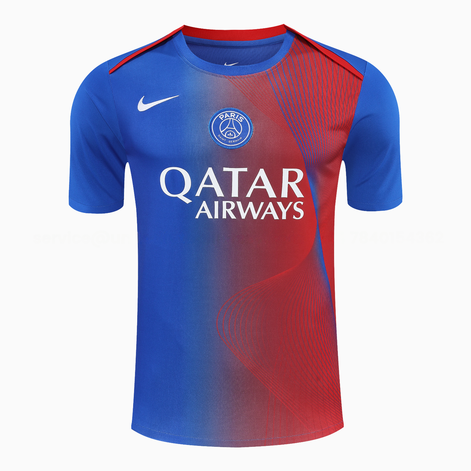 Paris Saint-Germain PSG 25-26 Short-Sleeve Training Set - Red And Blue Lines Top & Blue Shorts - UnitedFutballJersey
