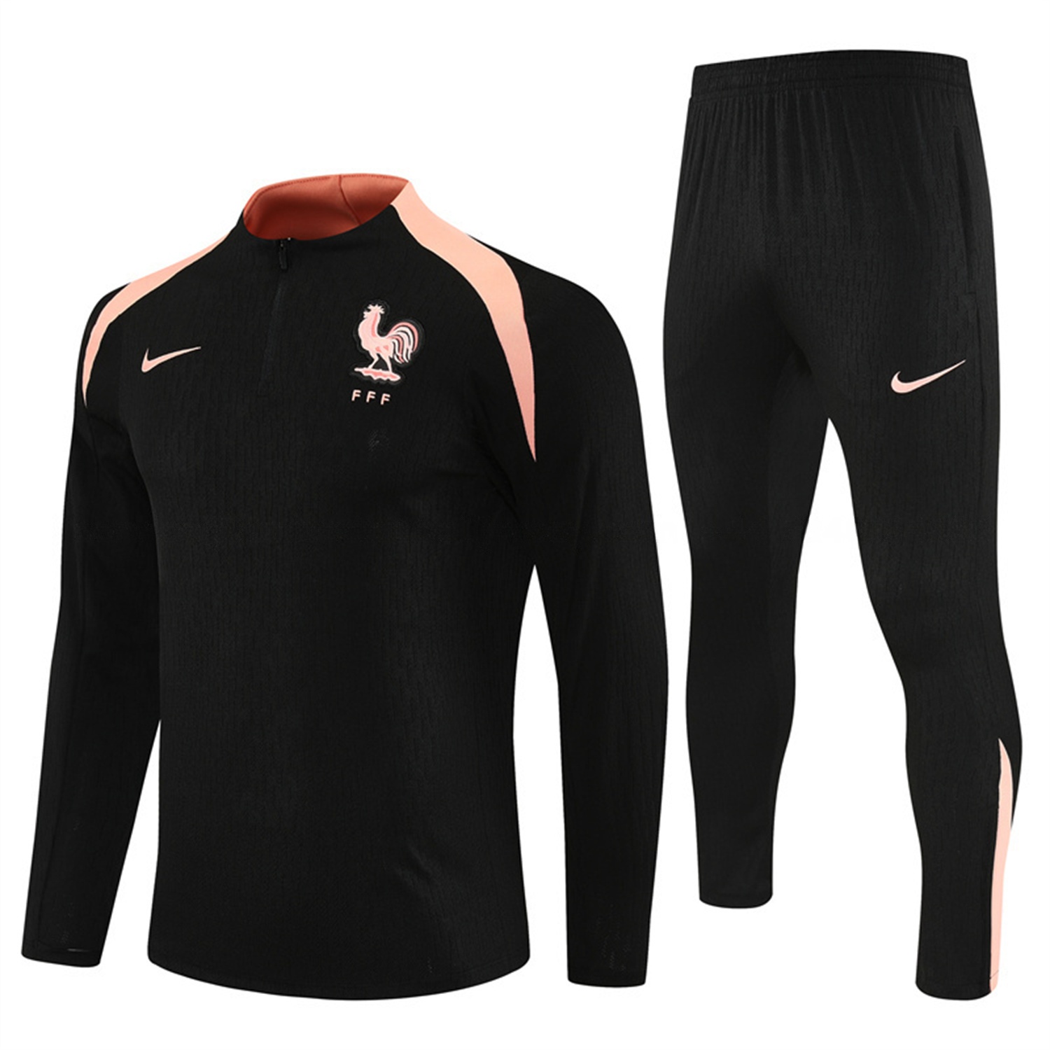 France 25-26 Long Sleeve Training Set - Player Version - Black Top and Pants - UnitedFutballJersey