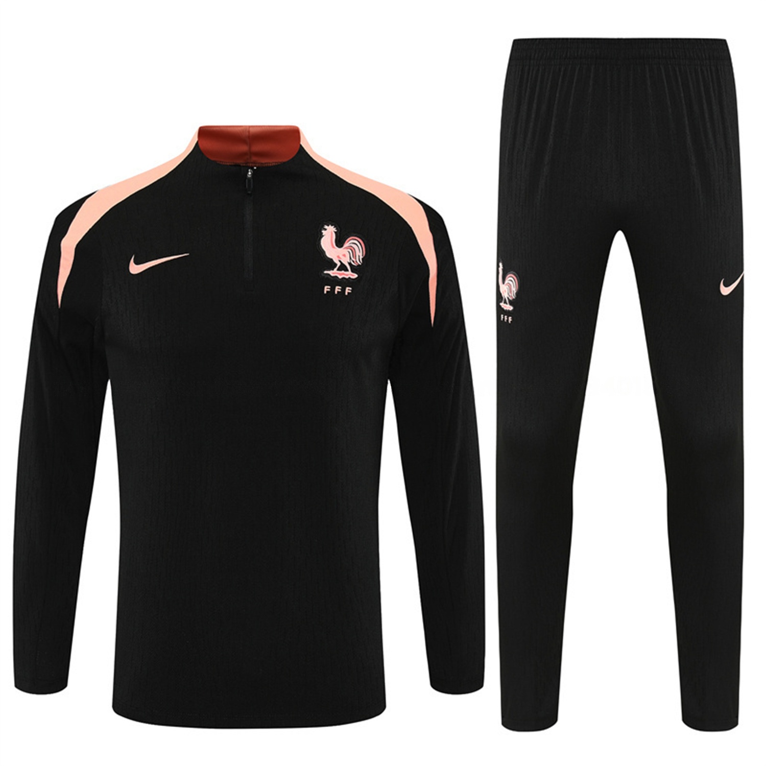 France 25-26 Kids Long Sleeve Training Set - Player Version - Black Top and Pants - UnitedFutballJersey