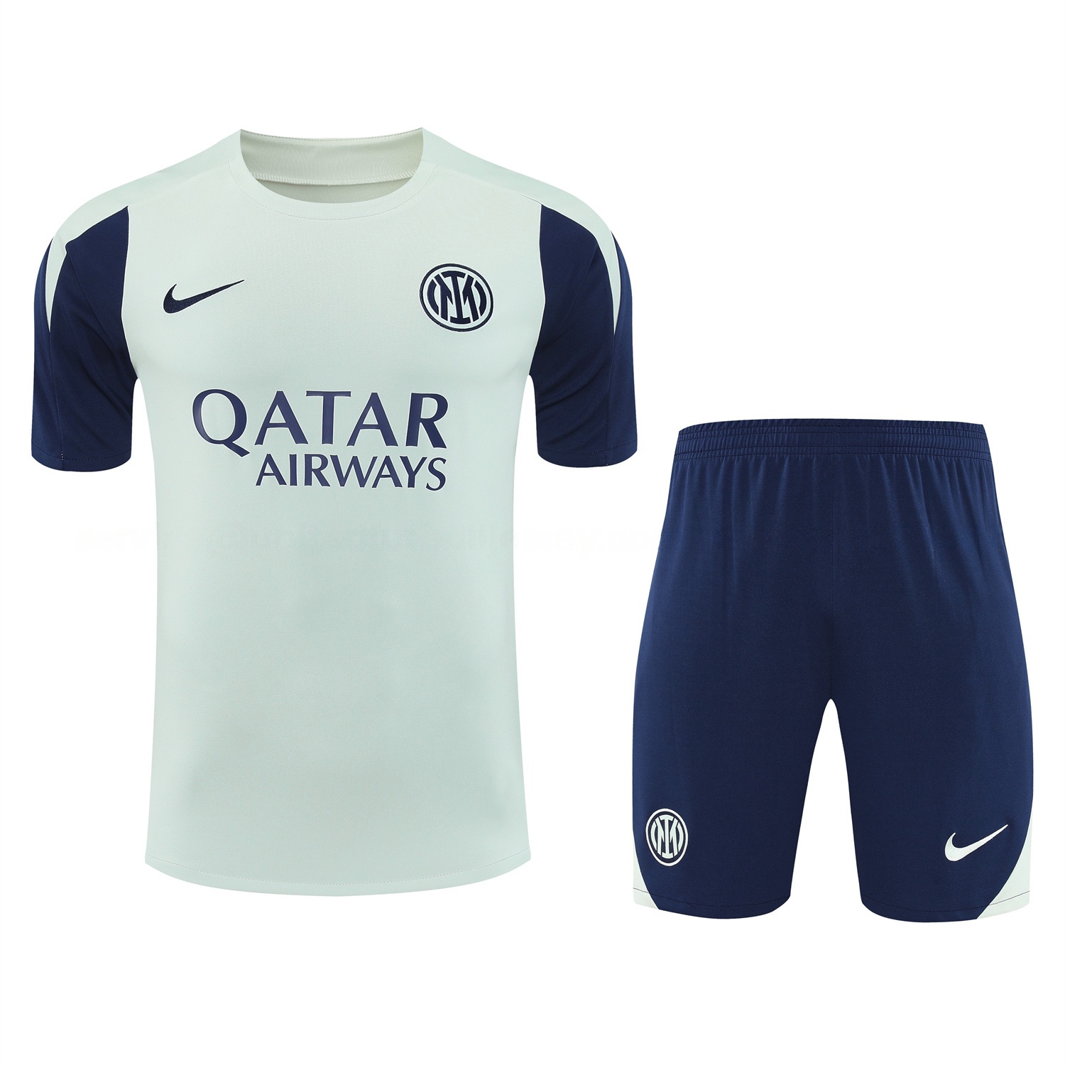 Inter Milan 25-26 Short-Sleeve Training Set - Blue Sleeve White Top & Blue Shorts - UnitedFutballJersey