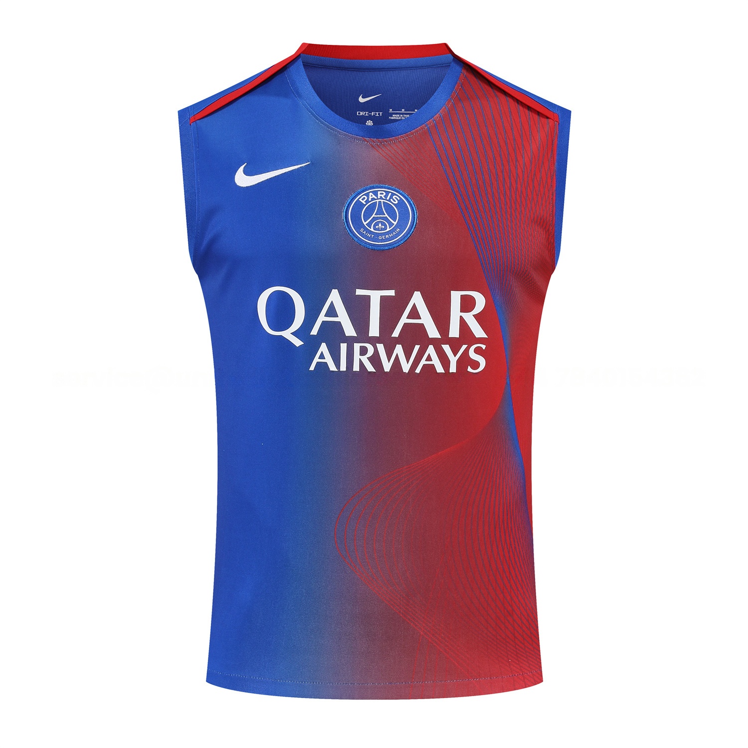 Paris Saint-Germain PSG 25-26 Vest Training Set - Red And Blue Lines Vest & Blue Shorts - UnitedFutballJersey