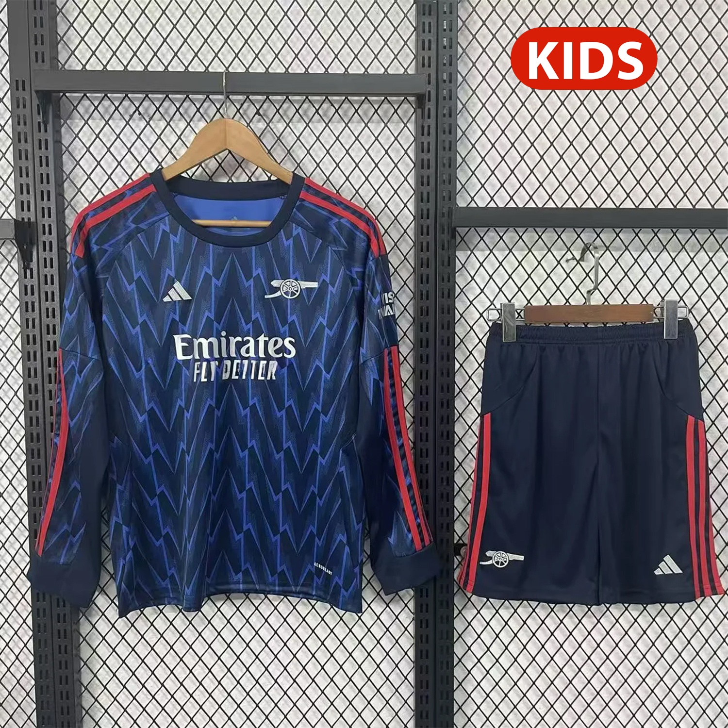 Arsenal 25-26 Away Blue Long Sleeves Kids Kit - UnitedFutballJersey