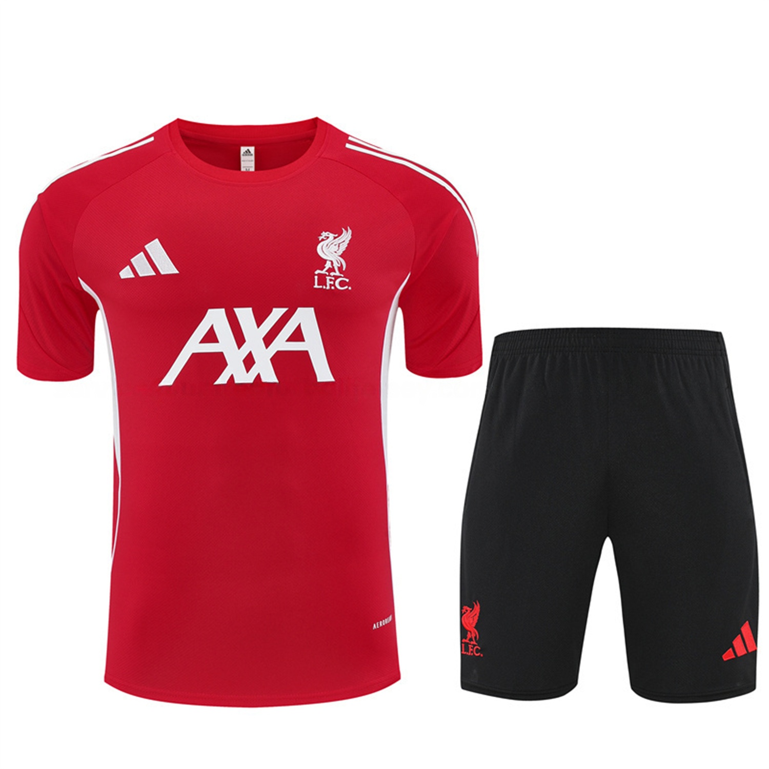 Liver.pool 25-26 Short-Sleeve Training Set - Red Top & Black Shorts - UnitedFutballJersey