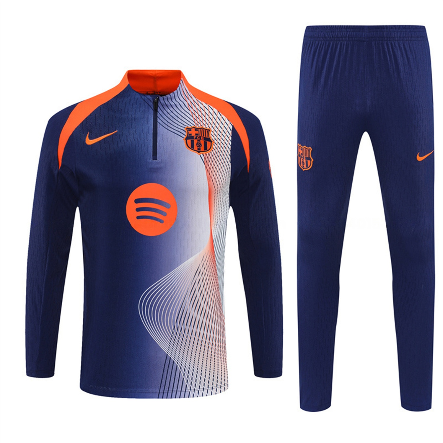 Barcelona 25-26 Long Sleeve Training Set - Red Blue Line Top & Blue Pants - UnitedFutballJersey