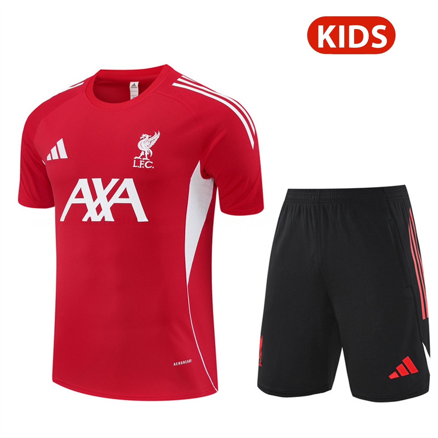 Arsenal 25-26 Kids Short-Sleeve Training Set - Red Top & Black Shorts - UnitedFutballJersey