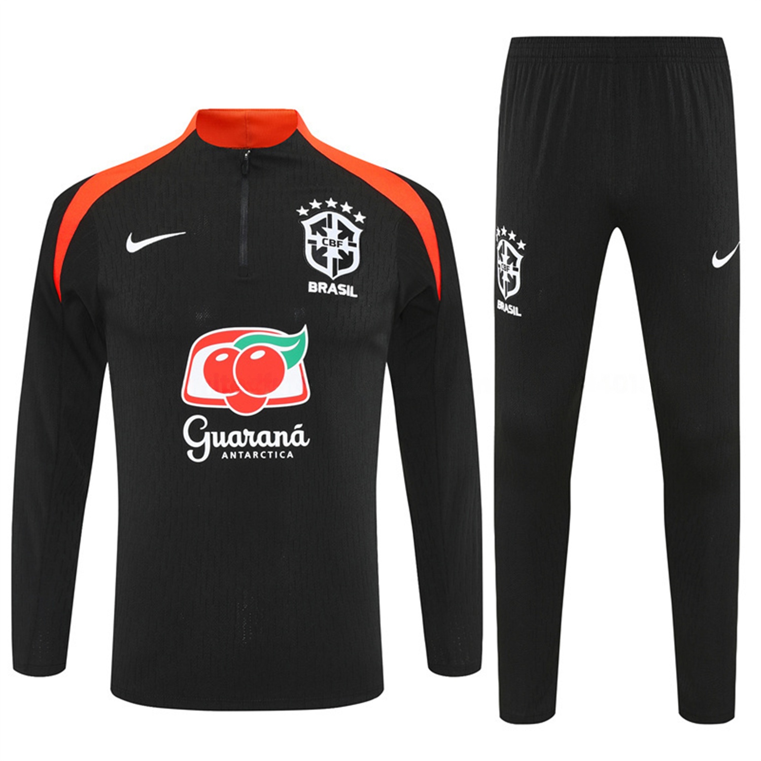 Brazil 25-26 Long Sleeve Training Set - Player Version - Black Top and Pants - UnitedFutballJersey