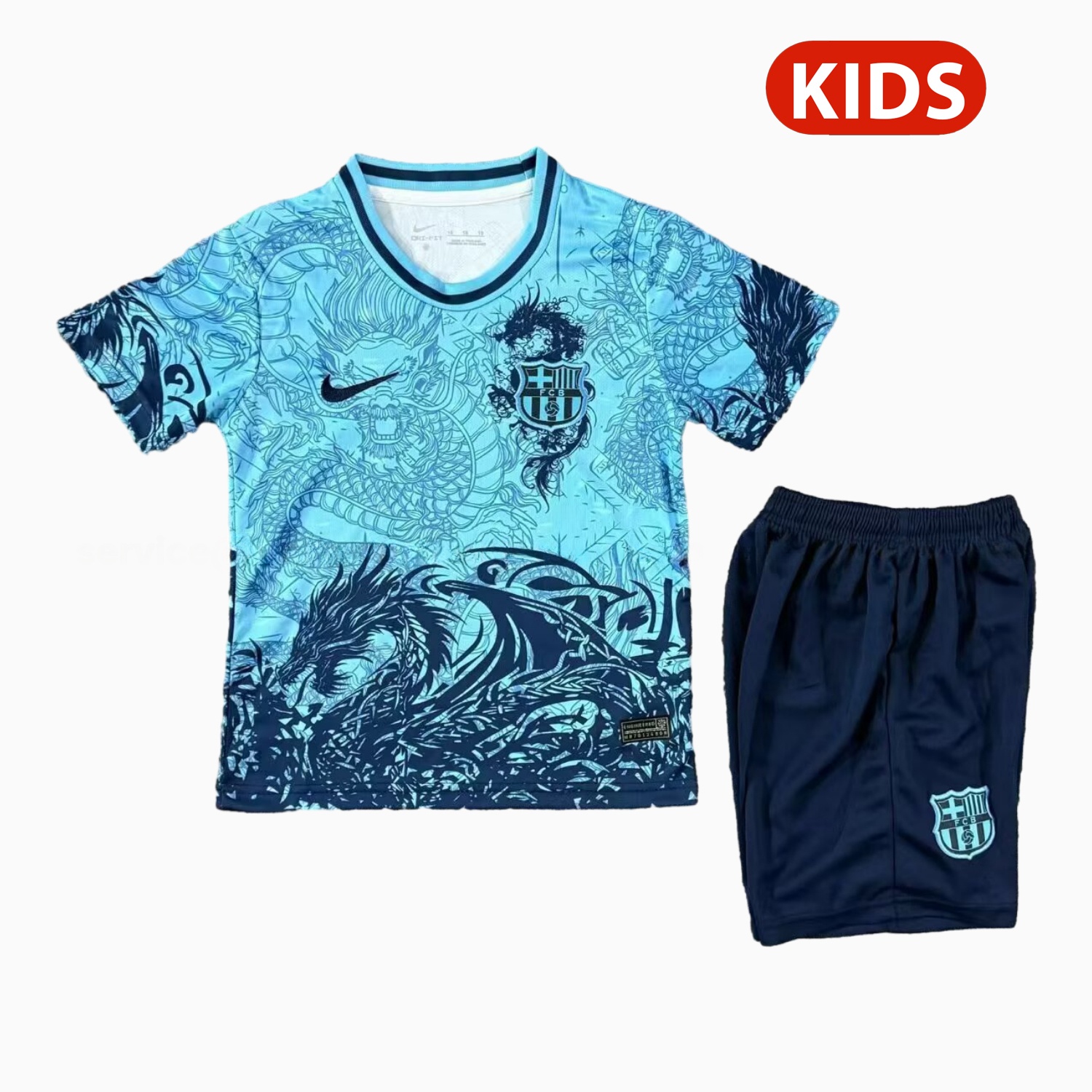 Barcelona 25-26 Blue Dragon Special Kids Kit - UnitedFutballJersey
