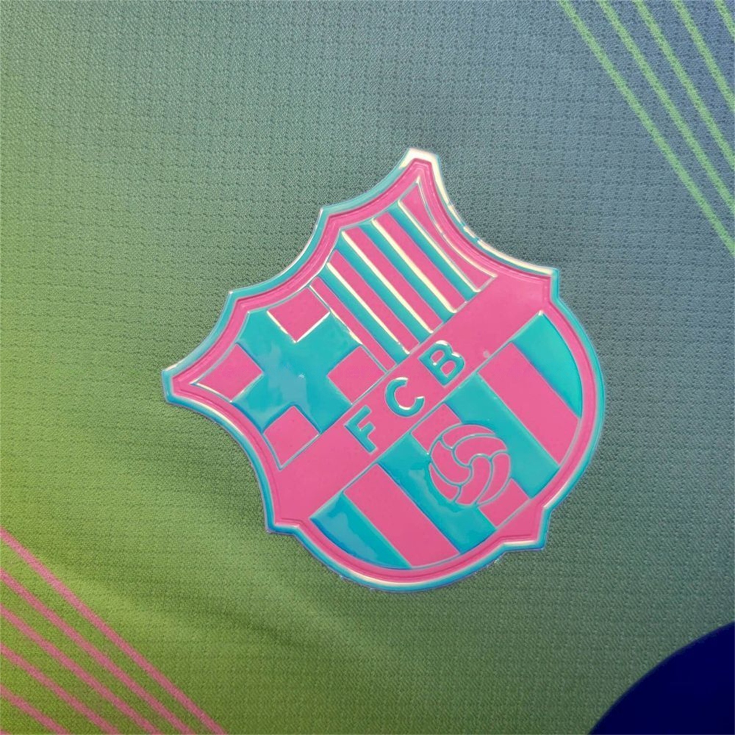Barcelona 25-26 T90 Pink Lines Green And Blue Gradient Special Jersey - Fans Version - UnitedFutballJersey