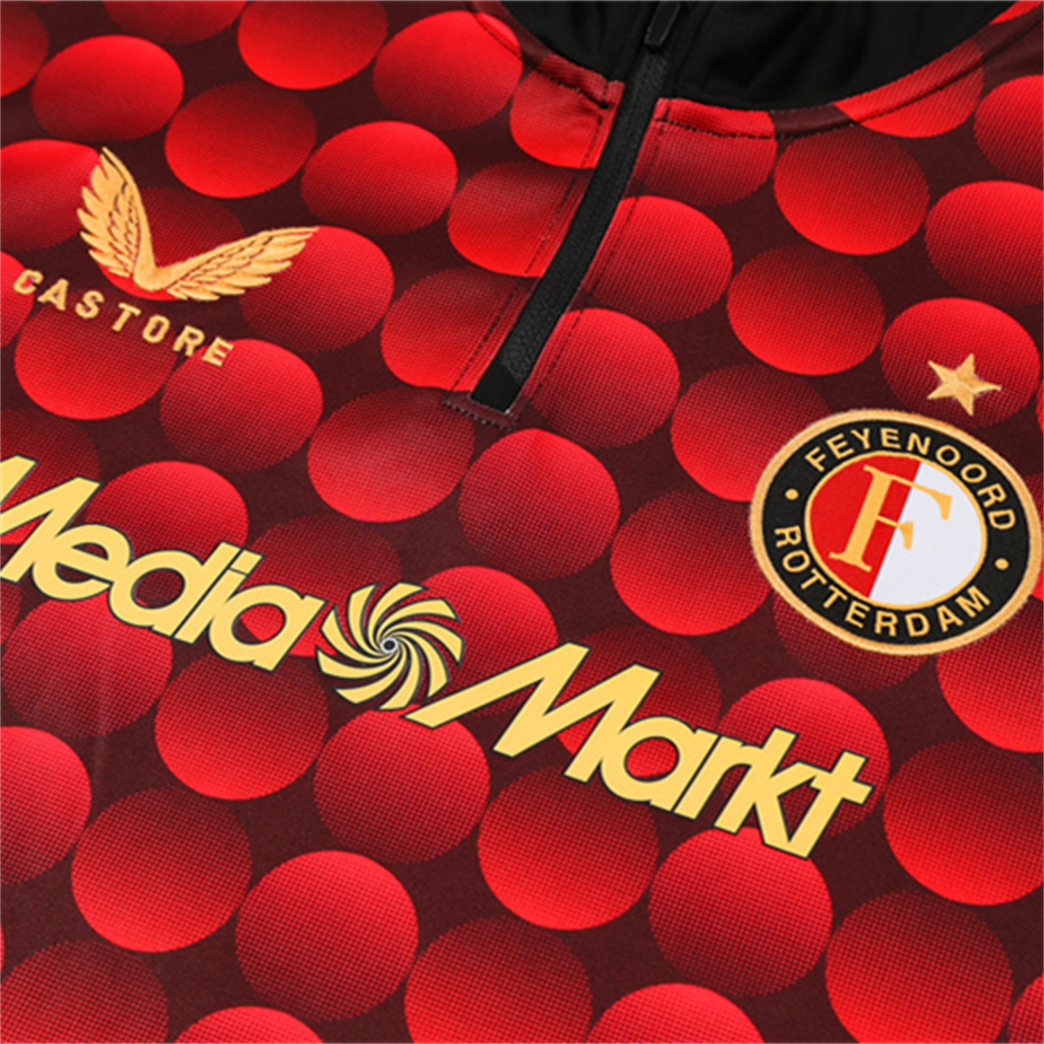 Feyenoord 25-26 Kids Long Sleeve Training Set - Red Top & Black Pants - UnitedFutballJersey