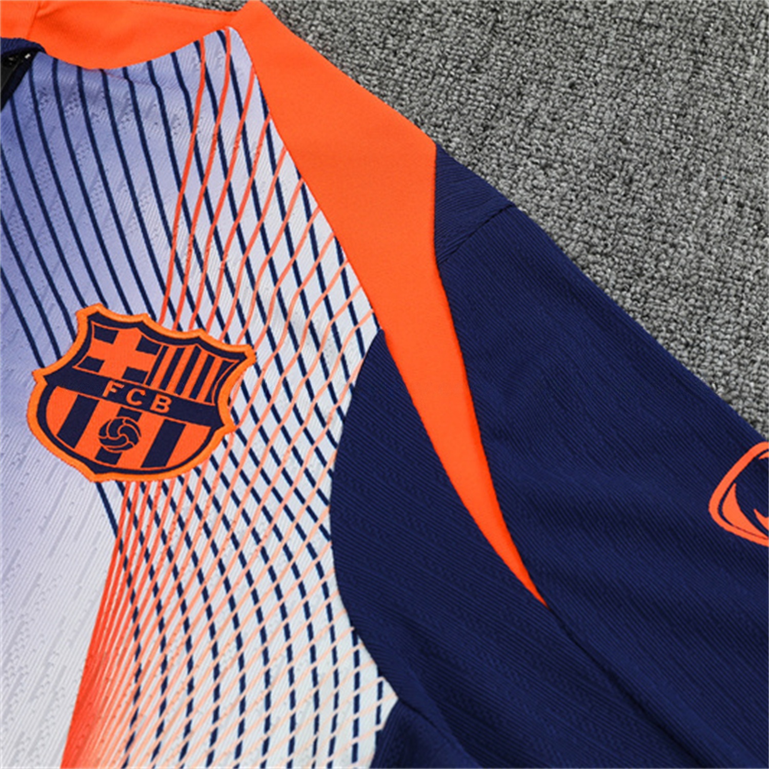 Barcelona 25-26 Kids Long Sleeve Training Set - Red Blue Line Top & Blue Pants - UnitedFutballJersey