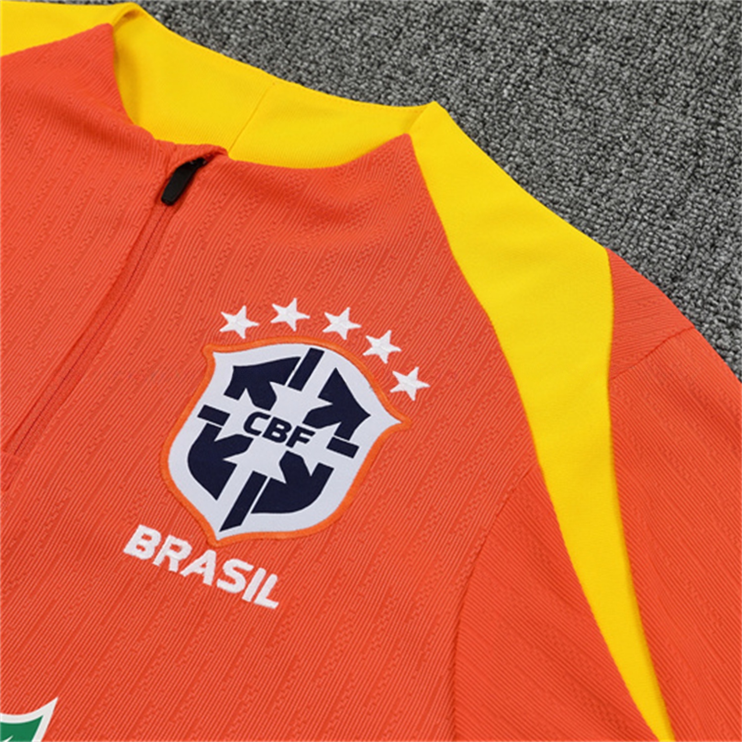 Brazil 25-26 Kids Long Sleeve Training Set - Player Version - Orange Top and Black Pants - UnitedFutballJersey