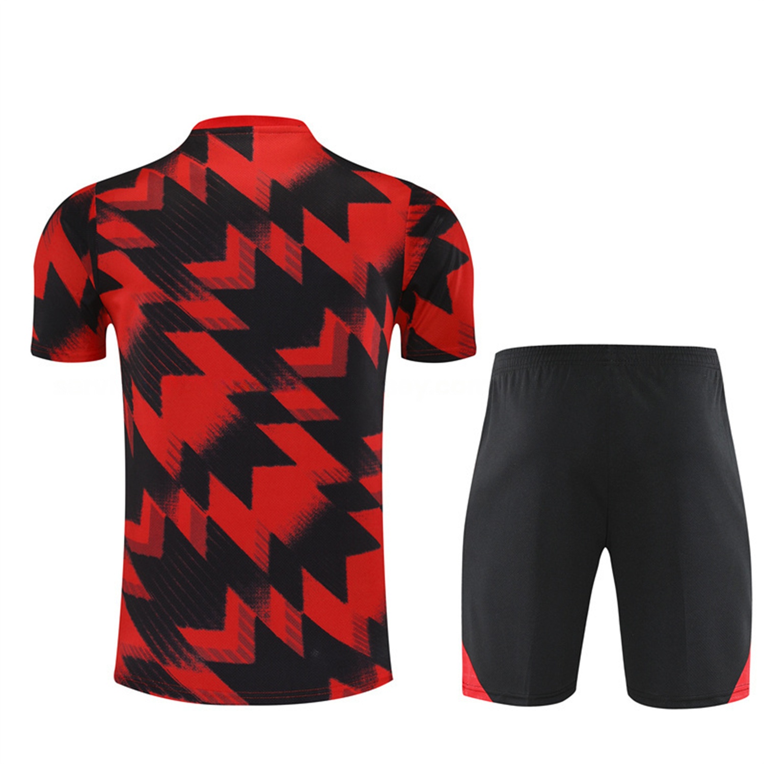 Manchester United 25-26 Kids Short-Sleeve Training Set - Red Camouflage Top & Black Shorts - UnitedFutballJersey