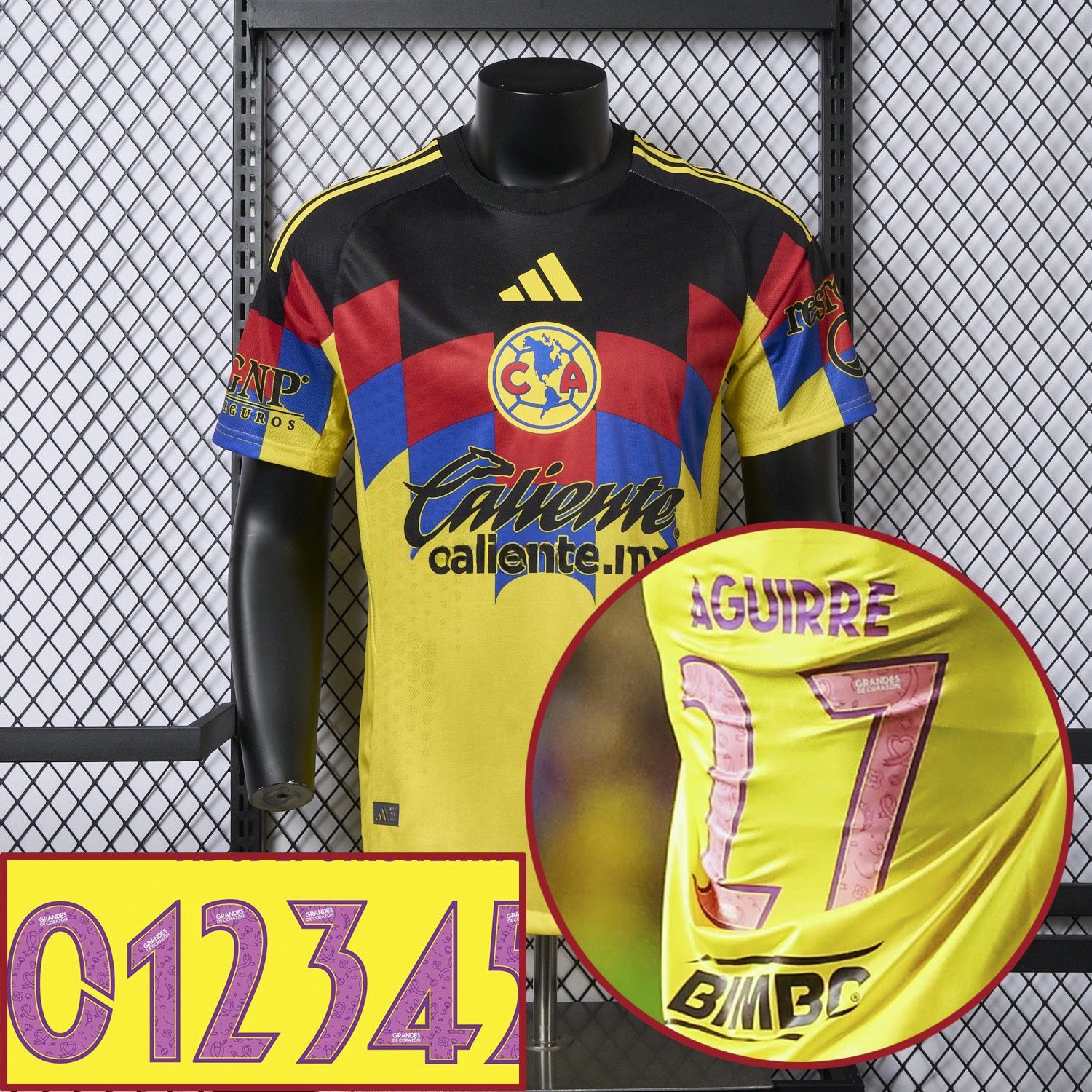 【Pink Font】Club América 25-26 Home Yellow Jersey - Player Version - UnitedFutballJersey