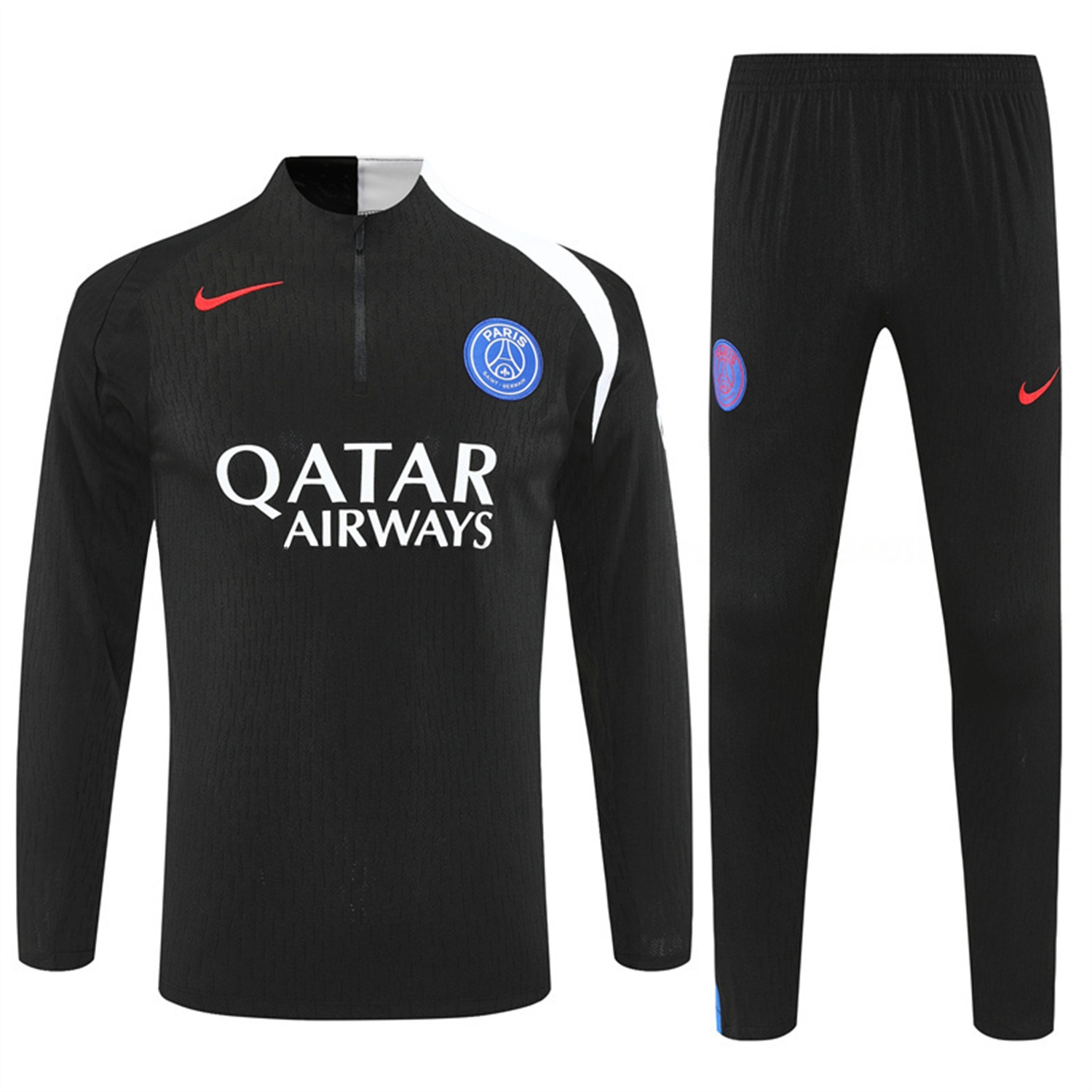 Paris Saint-Germain PSG 25-26 Long Sleeve Training Set - Player Version - Black Top and Black Pants - UnitedFutballJersey