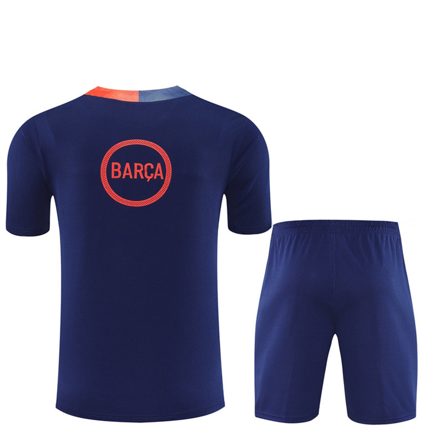 Barcelona 25-26 Kids Short-Sleeve Training Set - Royal Blue Top Orange Sponsor & Royal Blue Shorts - UnitedFutballJersey
