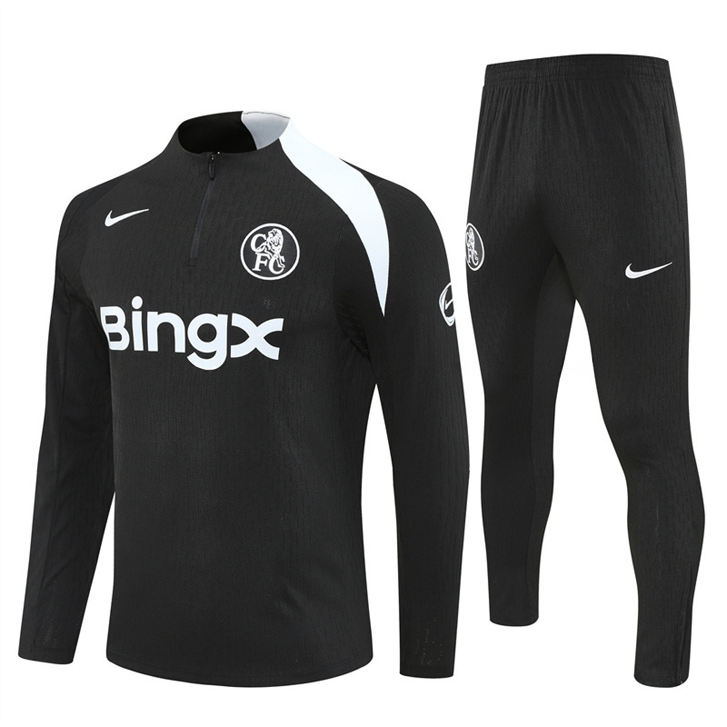 C.H.E.L.S.E.A 25-26 Long Sleeve Training Set - Player Version - Black Top and Black Pants - UnitedFutballJersey