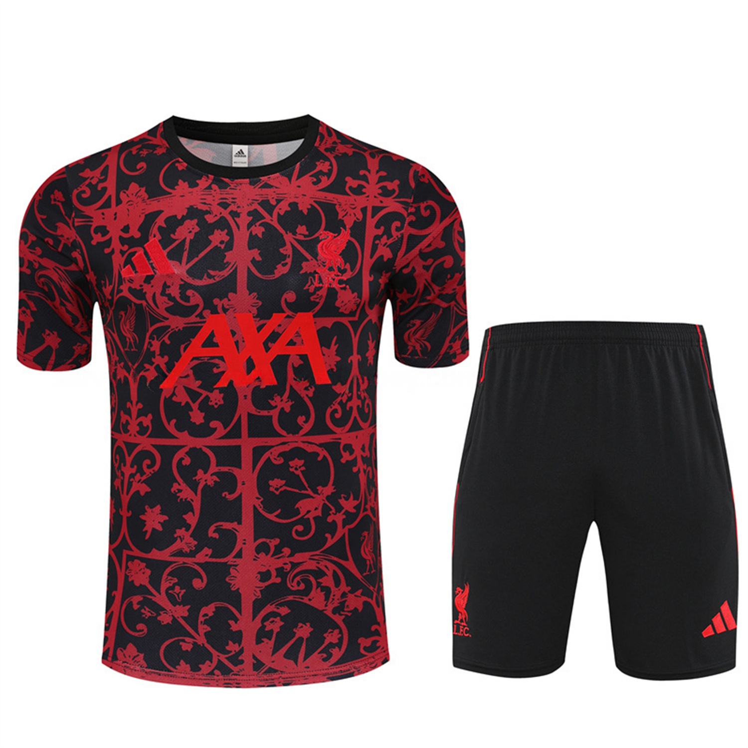Liver.pool 25-26 Short-Sleeve Training Set - Red Camouflage Top & Black Shorts - UnitedFutballJersey