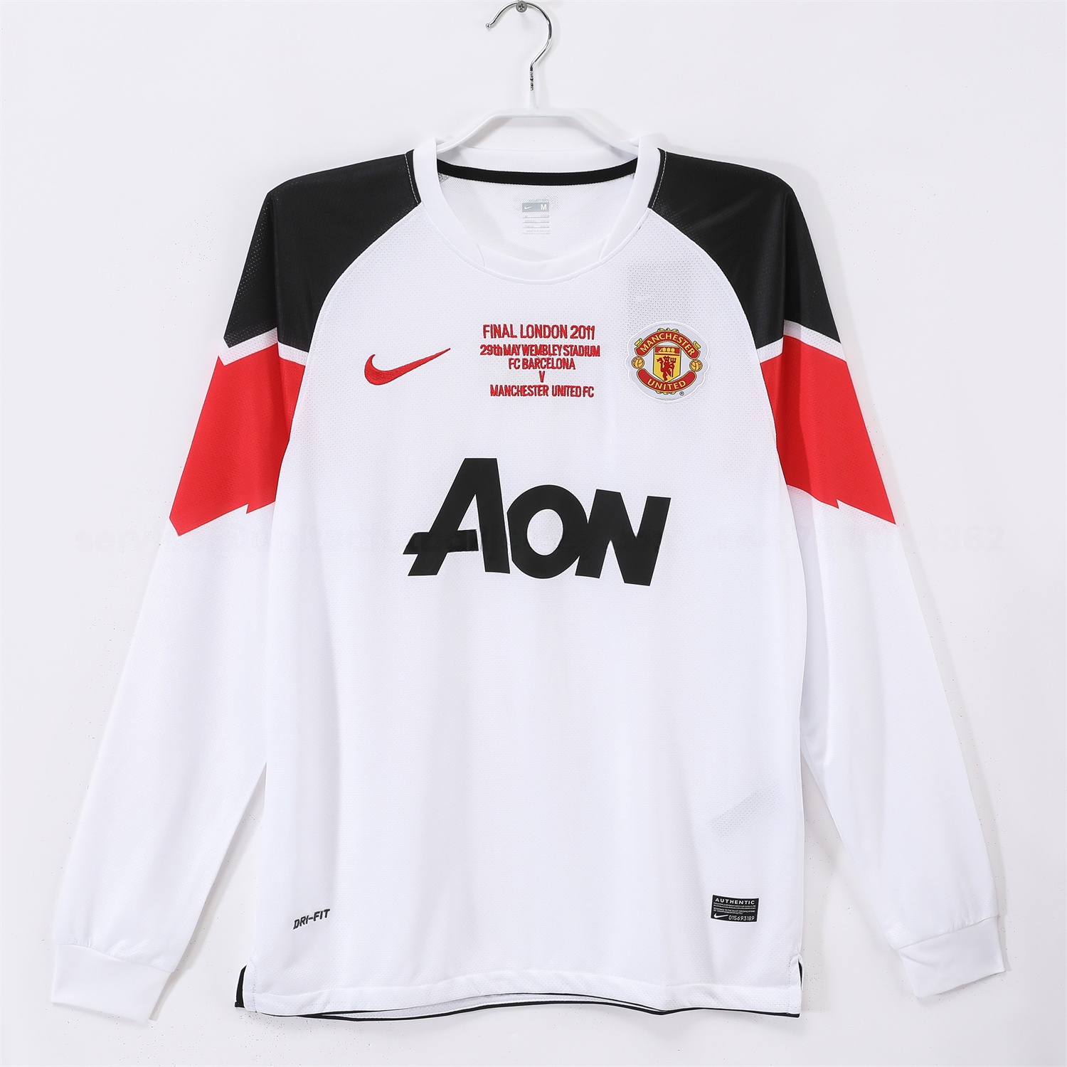 Retro Manchester United 10-11 Away Long Sleeves Jersey - Champions League Final Version - UnitedFutballJersey