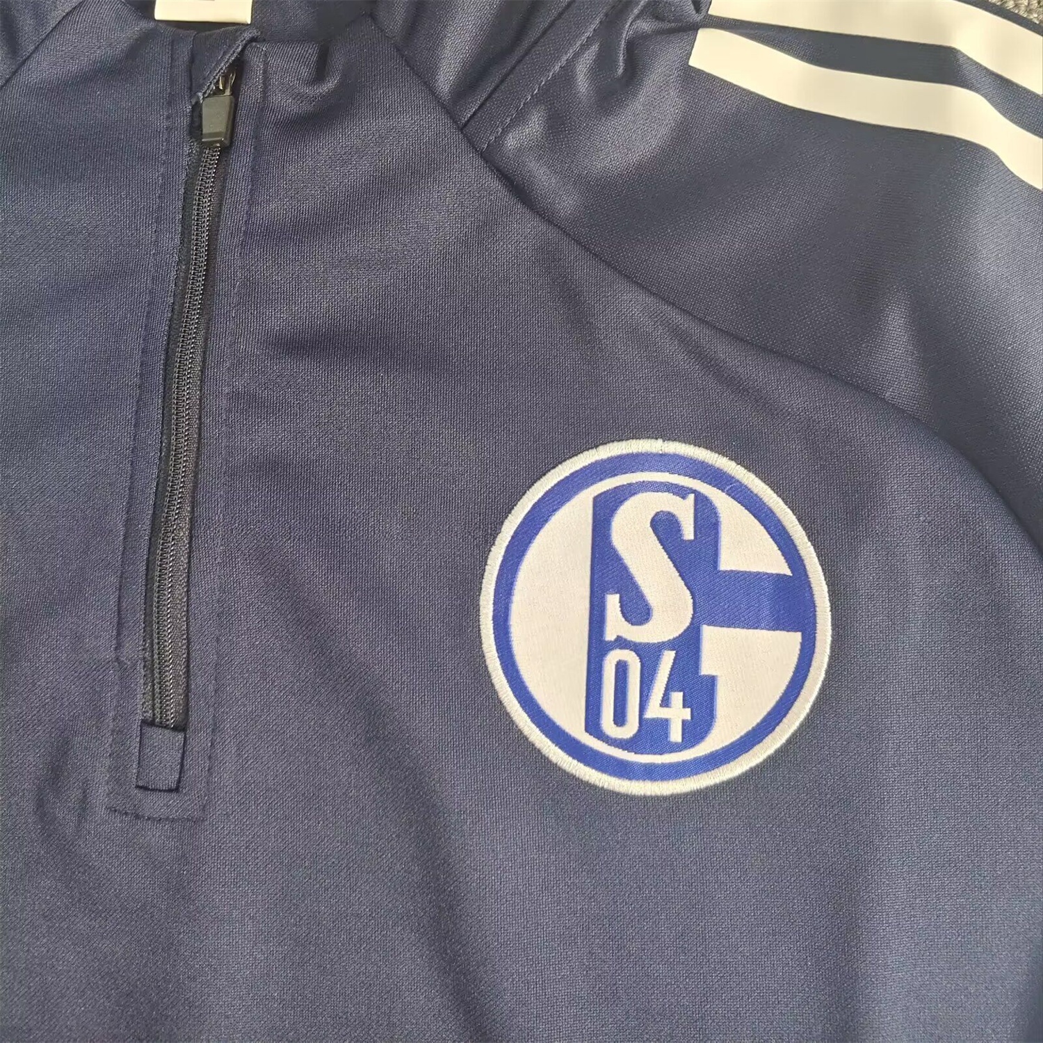 Schalke 04 25-26 Long Sleeve Training Set - Deep Blue Top & Deep Blue Pants - UnitedFutballJersey