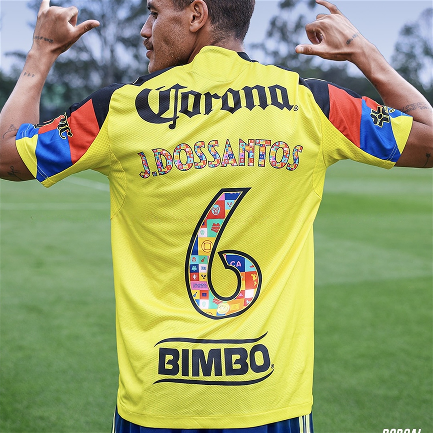 【El Día de Muertos Font】Club América 25-26 Home Yellow Jersey - Player Version - UnitedFutballJersey