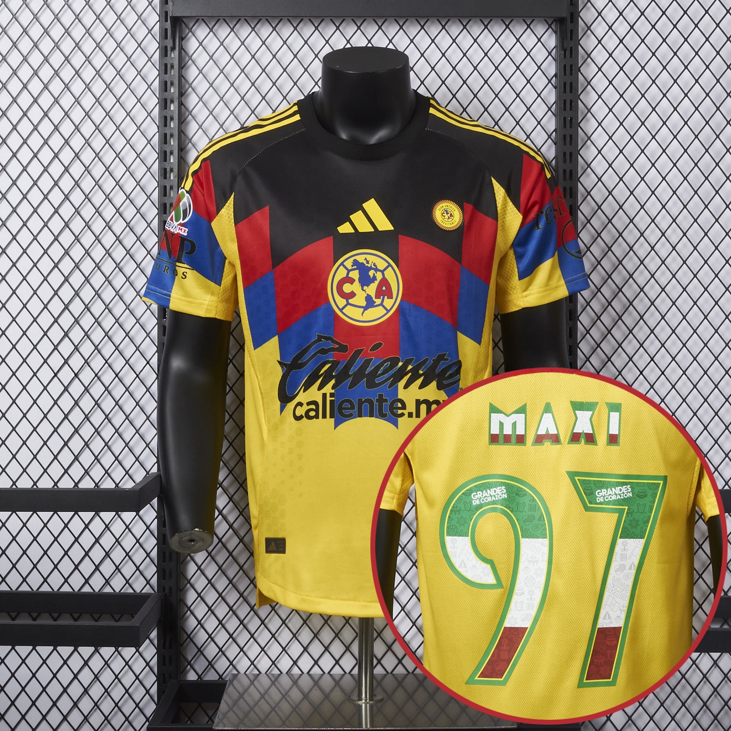 【Three-color Font】Club América 25-26 Home Yellow Jersey - Player Version - UnitedFutballJersey