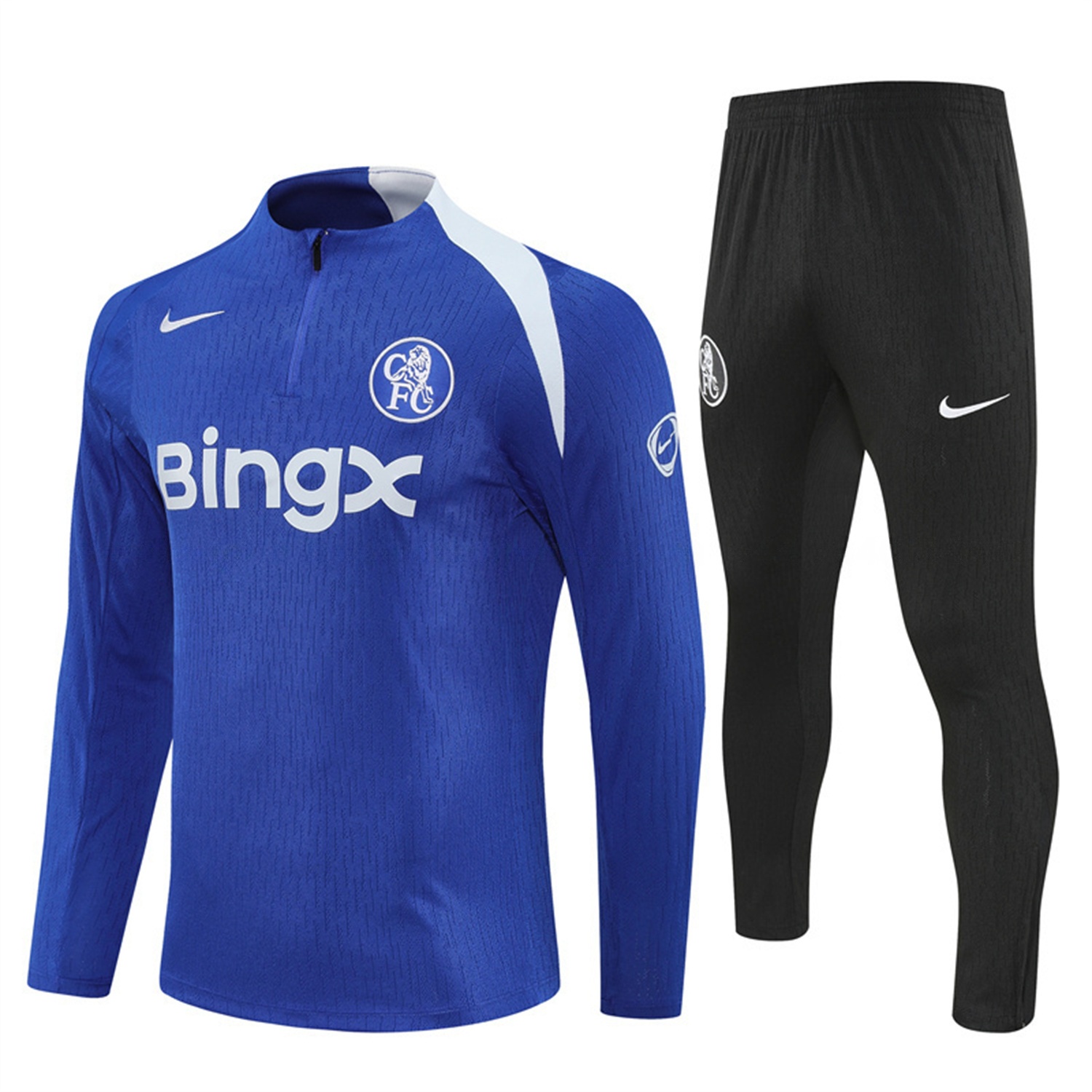 C.H.E.L.S.E.A 25-26 Long Sleeve Training Set - Player Version - Blue Top and Black Pants - UnitedFutballJersey