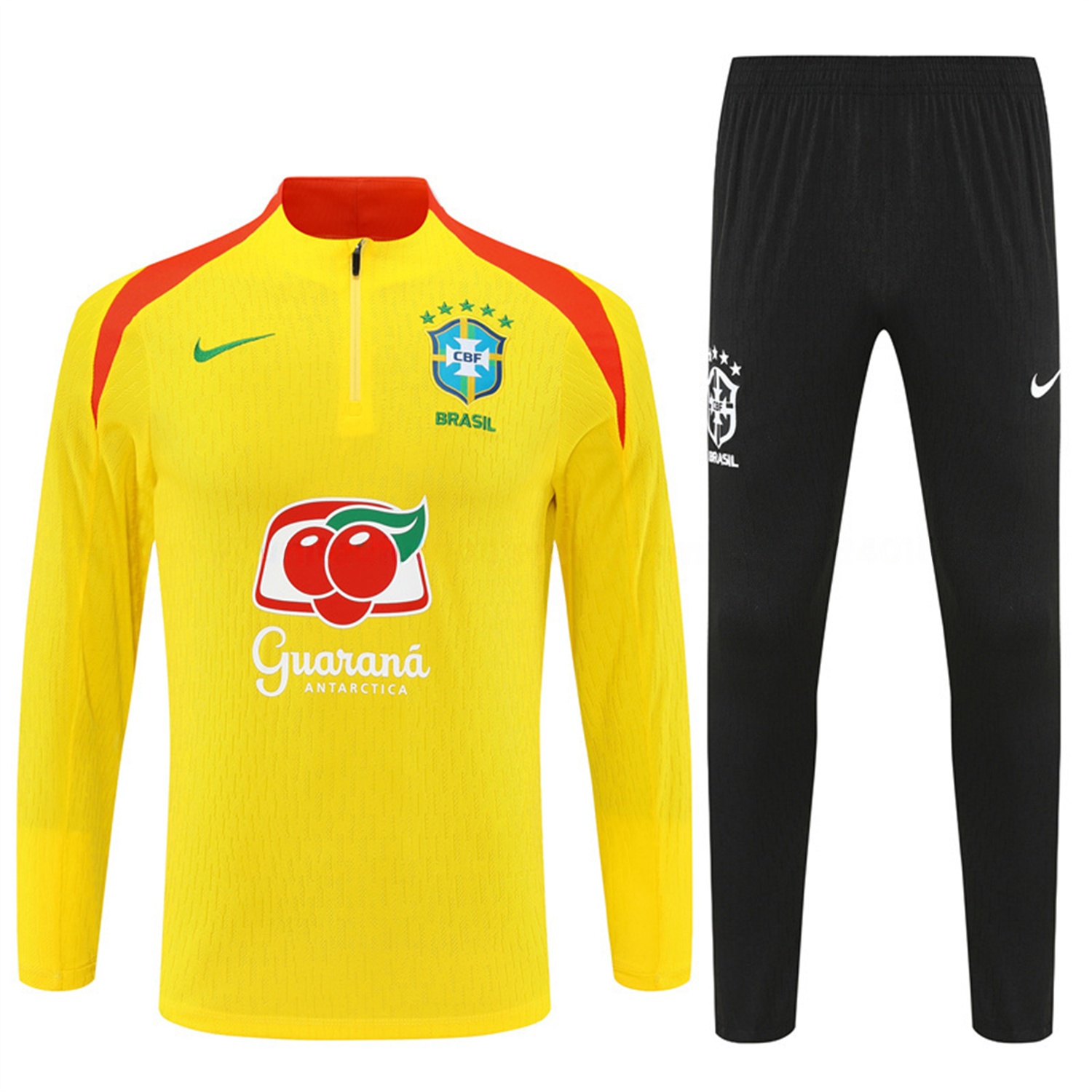 Brazil 25-26 Long Sleeve Training Set - Player Version - Yellow Top and Black Pants - UnitedFutballJersey