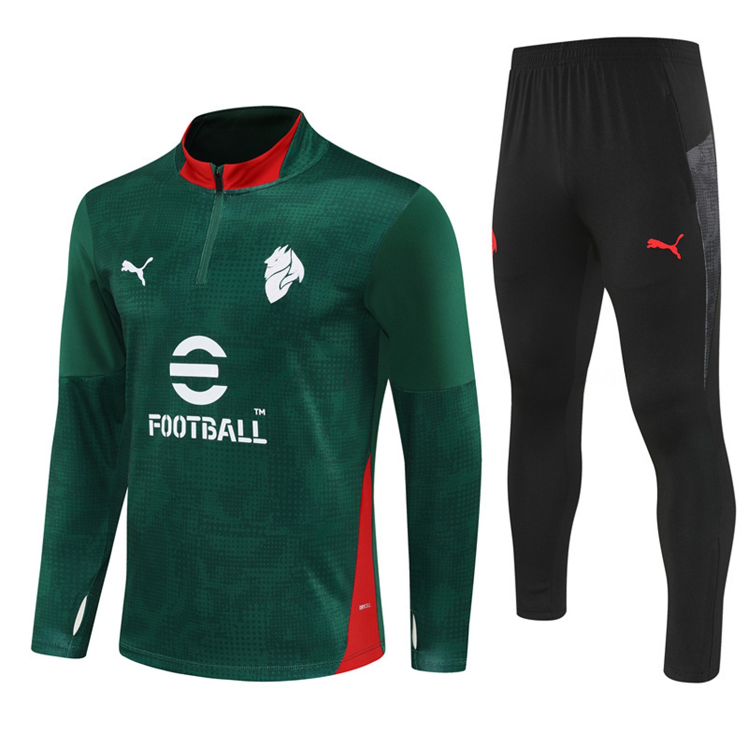 AC Milan 25-26 Long Sleeve Training Set - Army Green Top & Black Pants - UnitedFutballJersey
