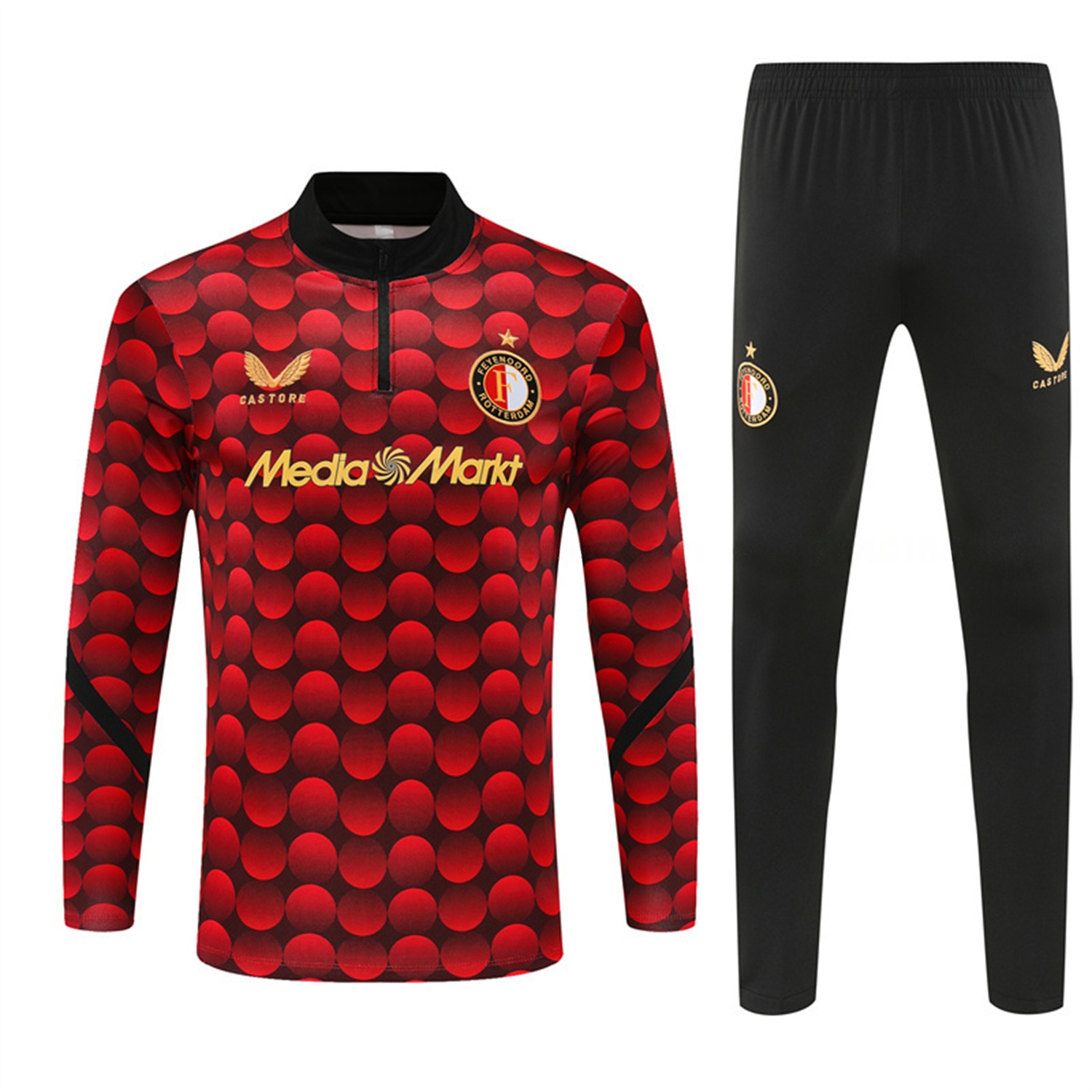 Feyenoord 25-26 Long Sleeve Training Set - Red Top & Black Pants - UnitedFutballJersey