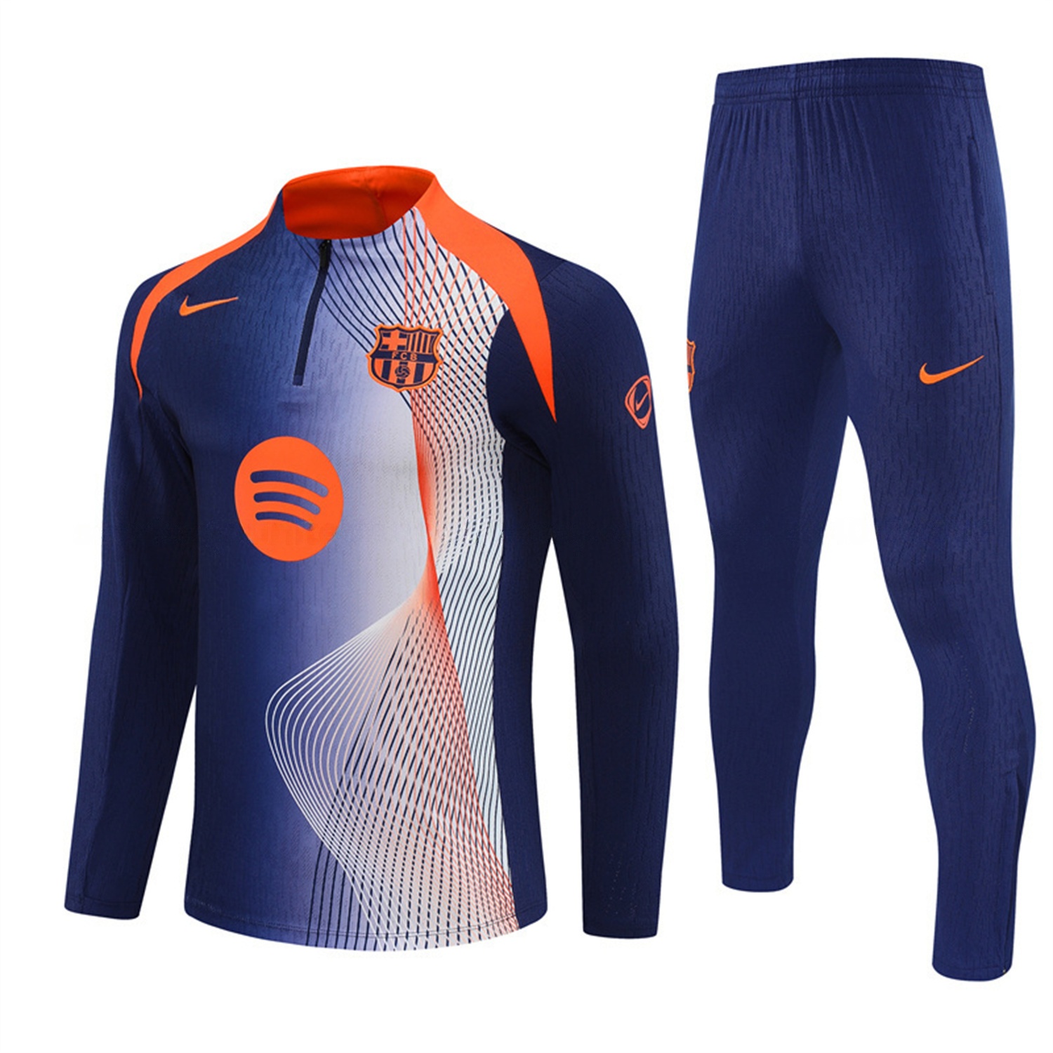 Barcelona 25-26 Long Sleeve Training Set - Red Blue Line Top & Blue Pants - UnitedFutballJersey