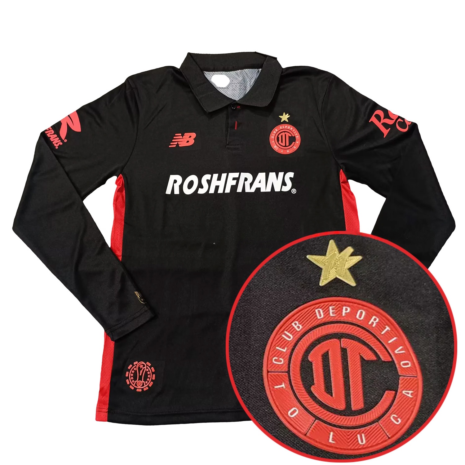 Toluca 25-26 Third Black Long Sleeves Jersey with Star - Player Version - UnitedFutballJersey