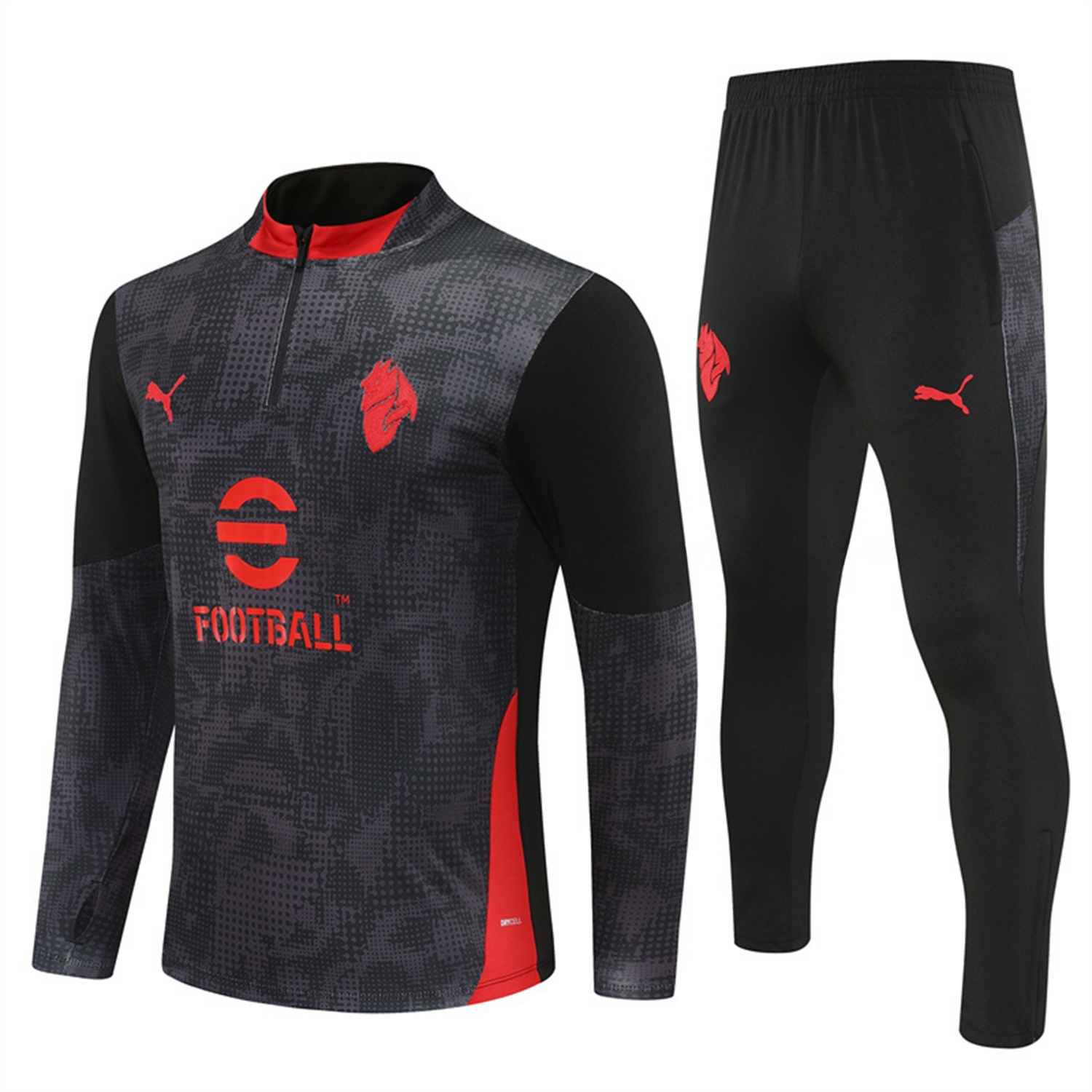 AC Milan 25-26 Long Sleeve Training Set - Black Top & Black Pants - UnitedFutballJersey