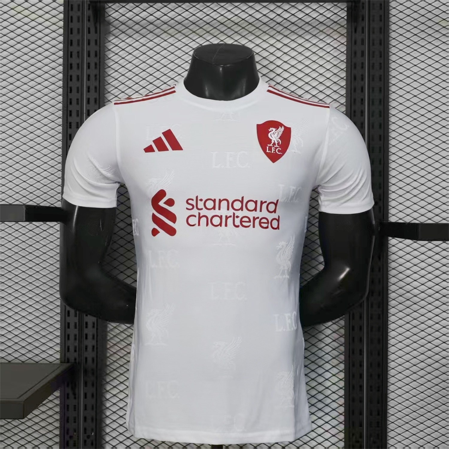 Liver.pool 25-26 Red Team Logo Jacquard White Special Jersey - Player Version - UnitedFutballJersey