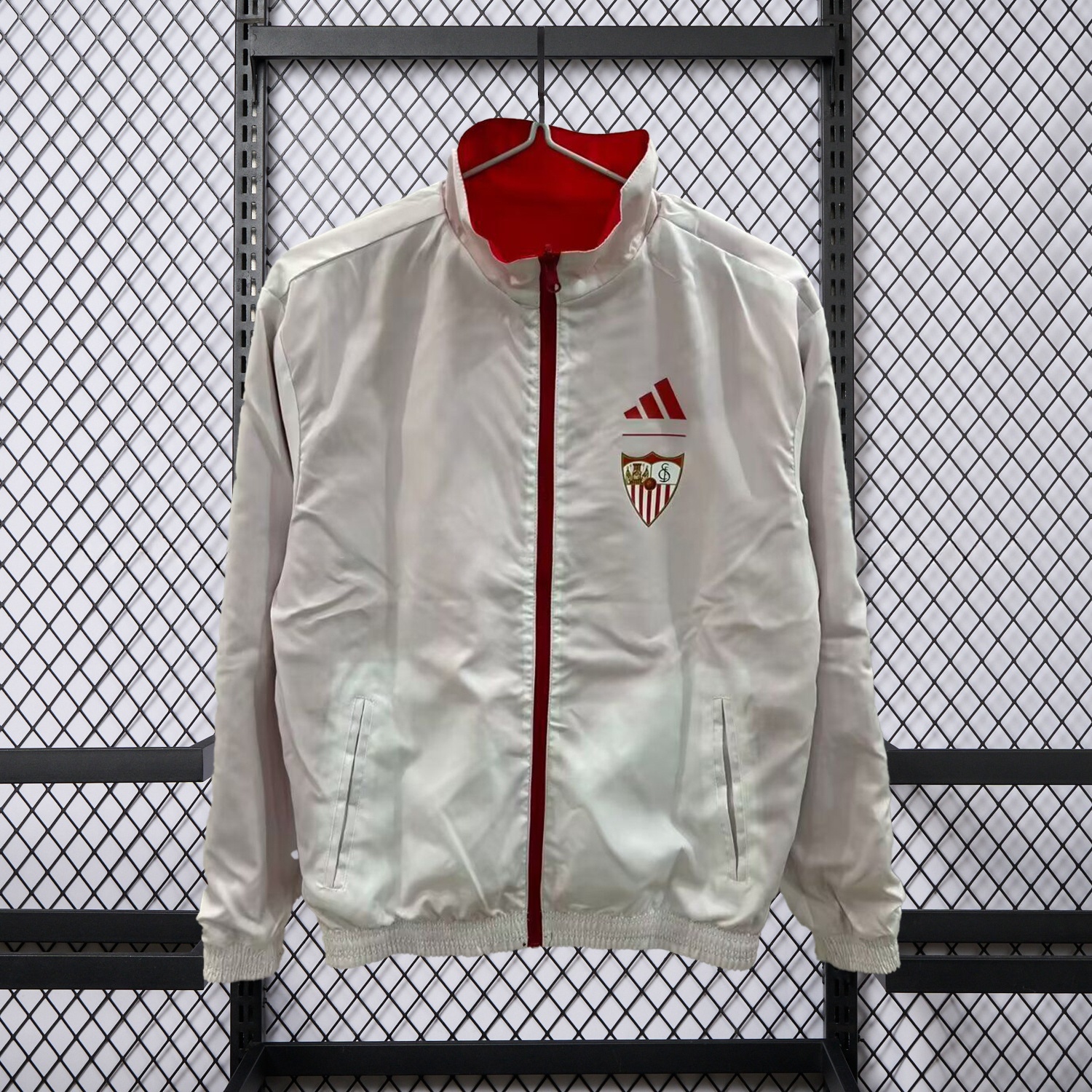 Sevilla 25-26 Double Sided Reversible Windbreaker - Red & White - UnitedFutballJersey