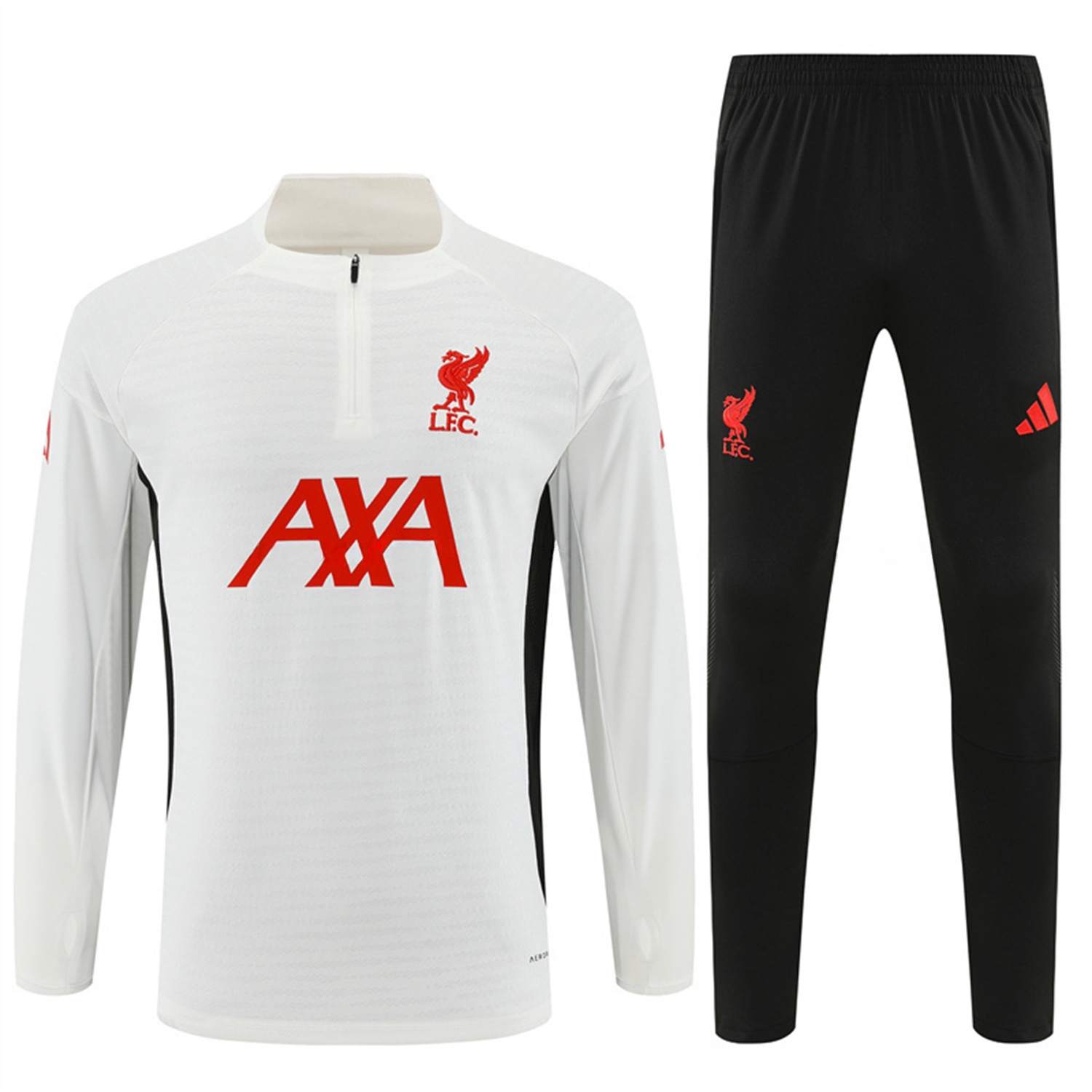 Liver.pool 25-26 Kids Long Sleeve Training Set - Player Version - White Top & Black Pants - UnitedFutballJersey
