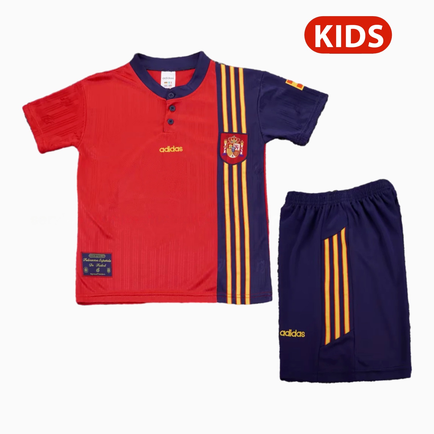 Retro Spain 1996 Home Kids Kit - UnitedFutballJersey