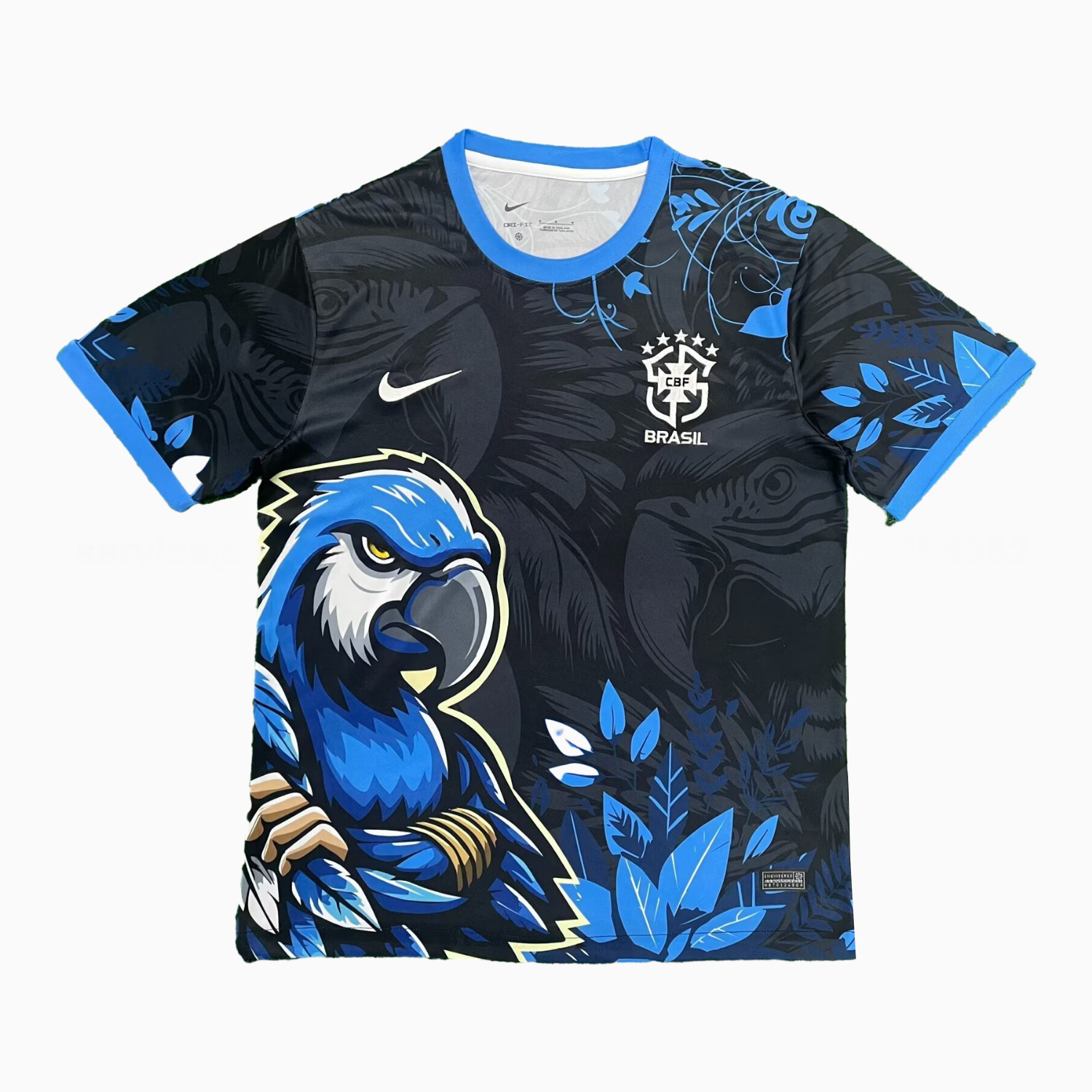 Brazil 25-26 Serious Blue Parrot Black Jersey - Fans Version - UnitedFutballJersey