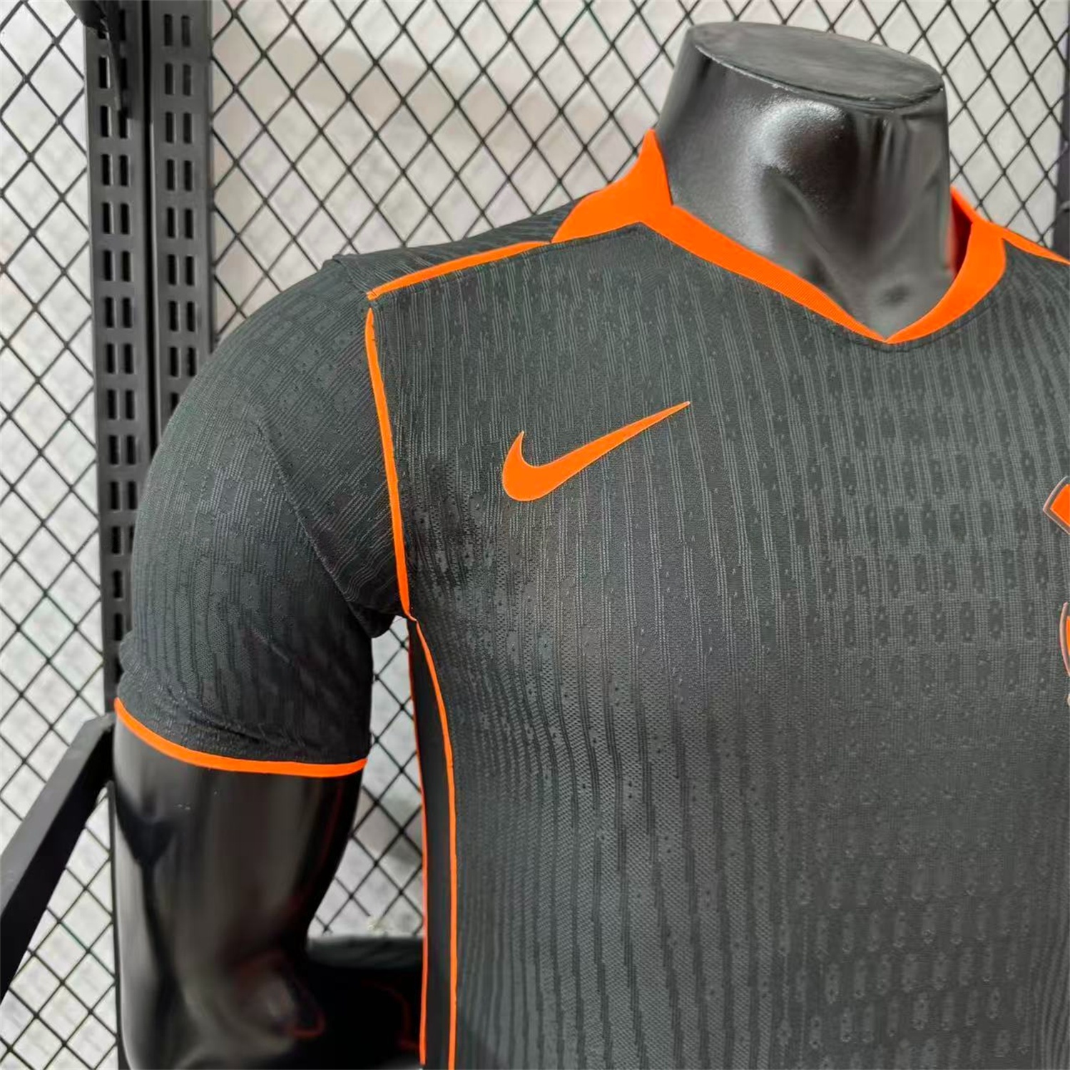 Corinthians 25-26 Third Orange Lines Black Jersey - Player Version - UnitedFutballJersey